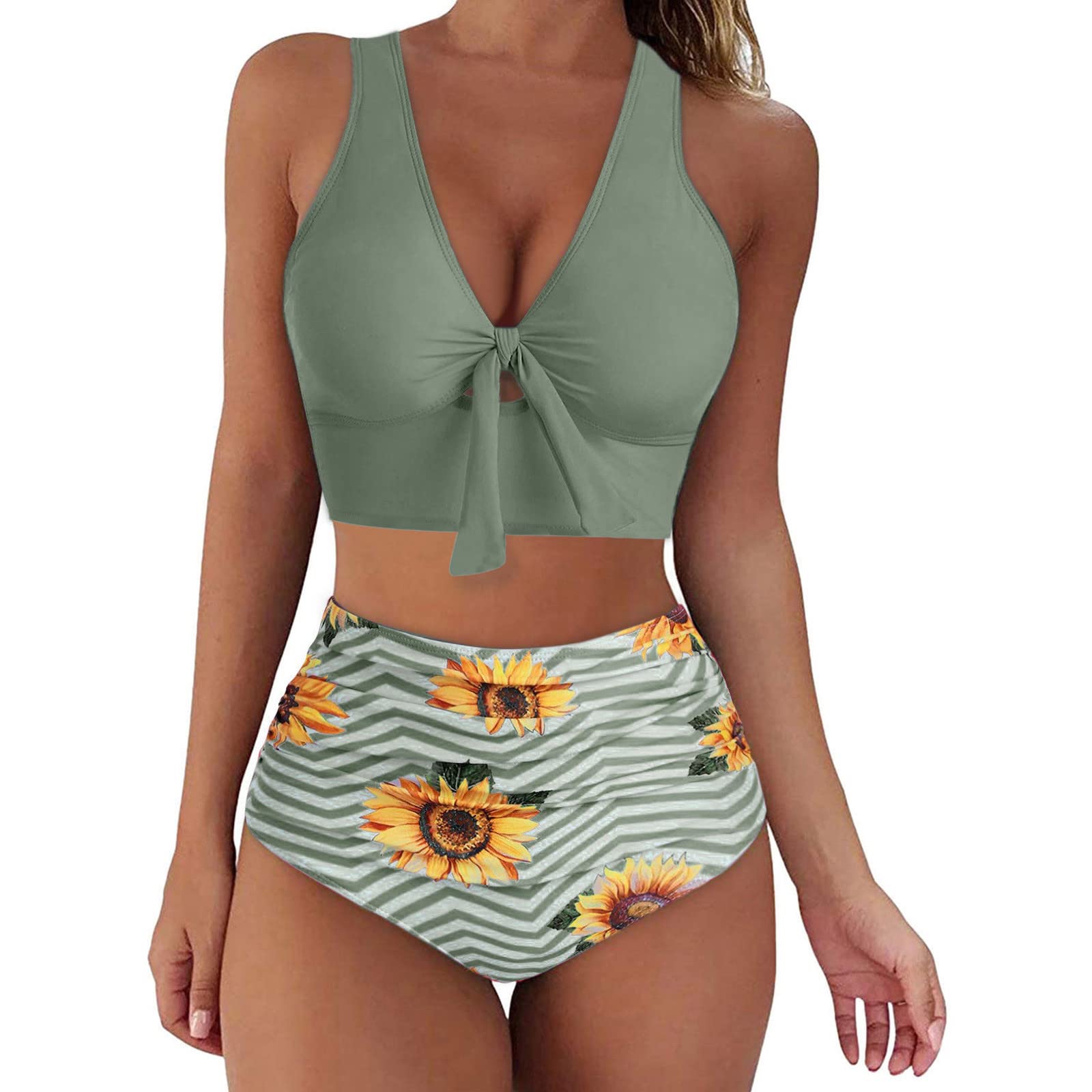 riou Bikinis Mujer 2024 Estilo Brasileño con Braga Alta Malla Rayas Vikinis Baratas BañAdores Reductores Swimwear Ropa de Playa de Baño Bikini Sets Swimwear Control del Vientre Vikinis