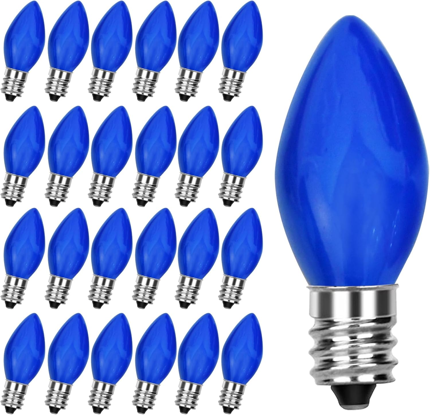 Abeja 25 Pack C7 LED Blue Light Bulbs, 0.6W Ceramic LED