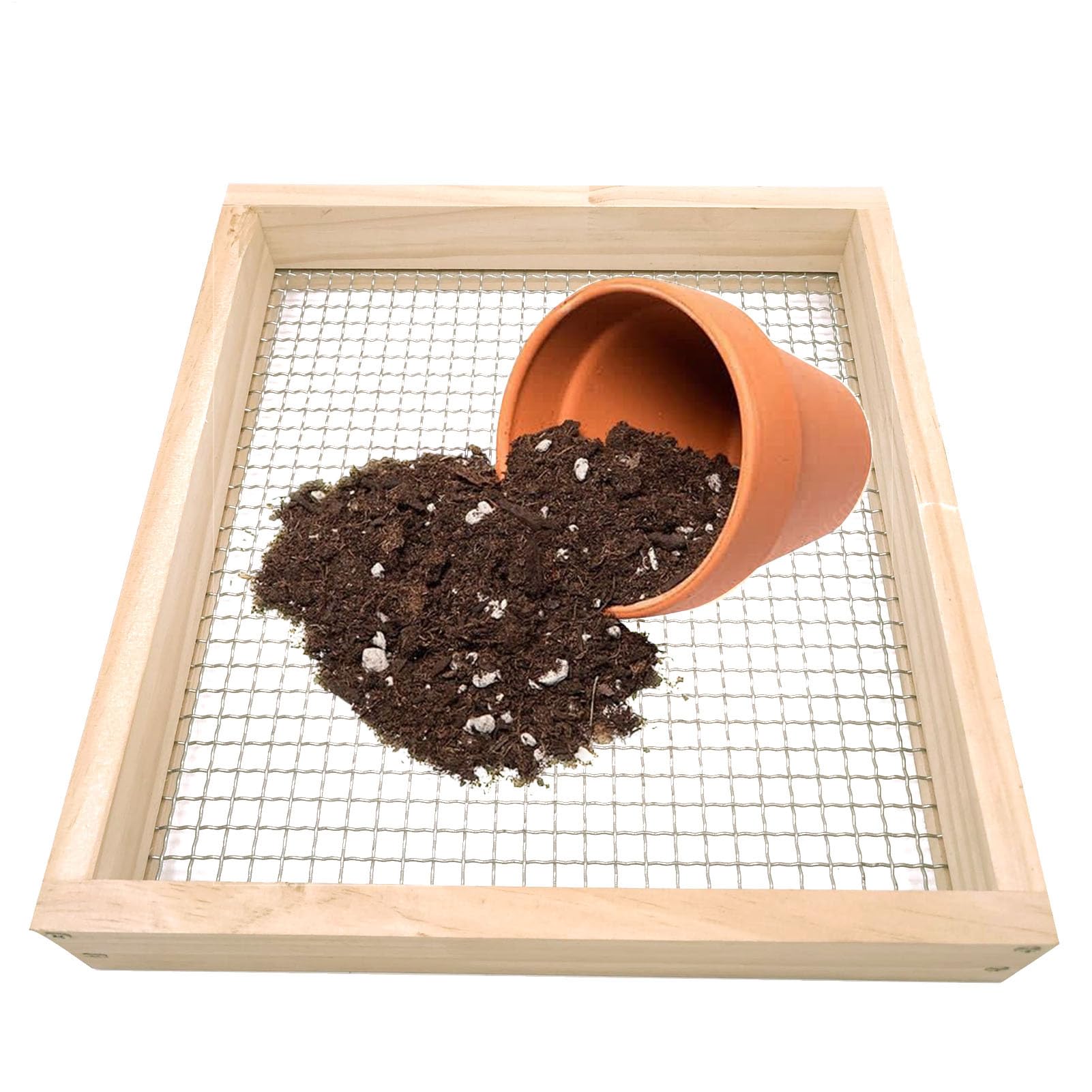 Tamiz De Jardinería Manual - Cribador De Tierra Y Compost, Estructura De Madera, Malla Resistente