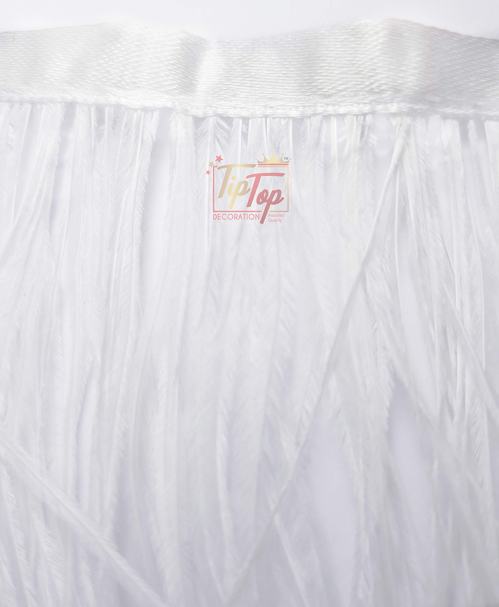 Tiptop Decoration Premium White Ostrich Feathers Lace (10 Yards) (5-6 Inch) 3