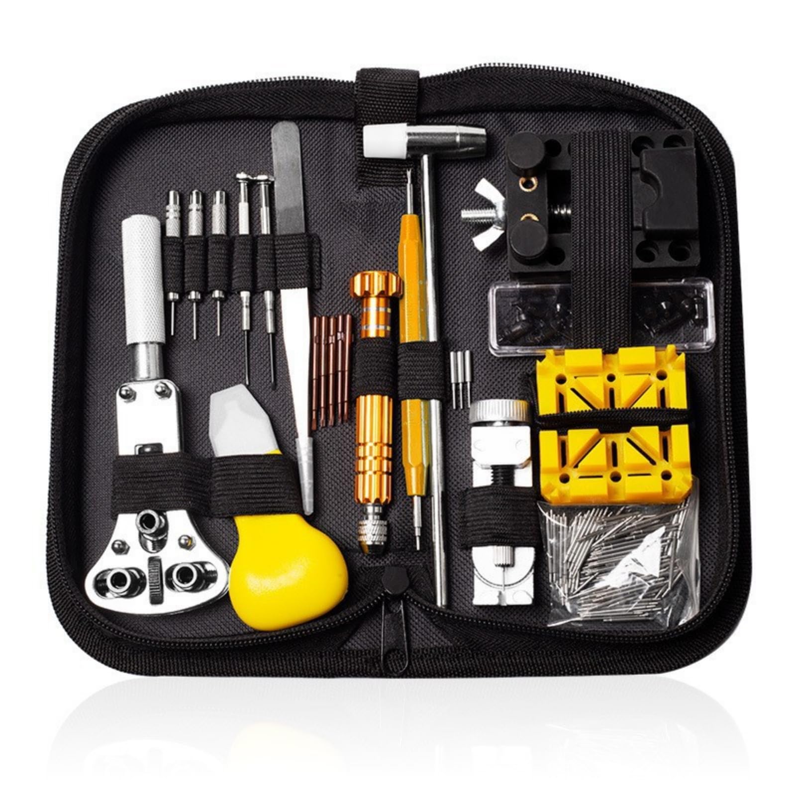 Gralara Effizient Uhrenreparaturset mit Tasche | für Batteriewechsel, praktische elastische Schlaufen, Uhrenwerkzeug-Set, Zuhause, Uhrenliebhaber, Heimwerker