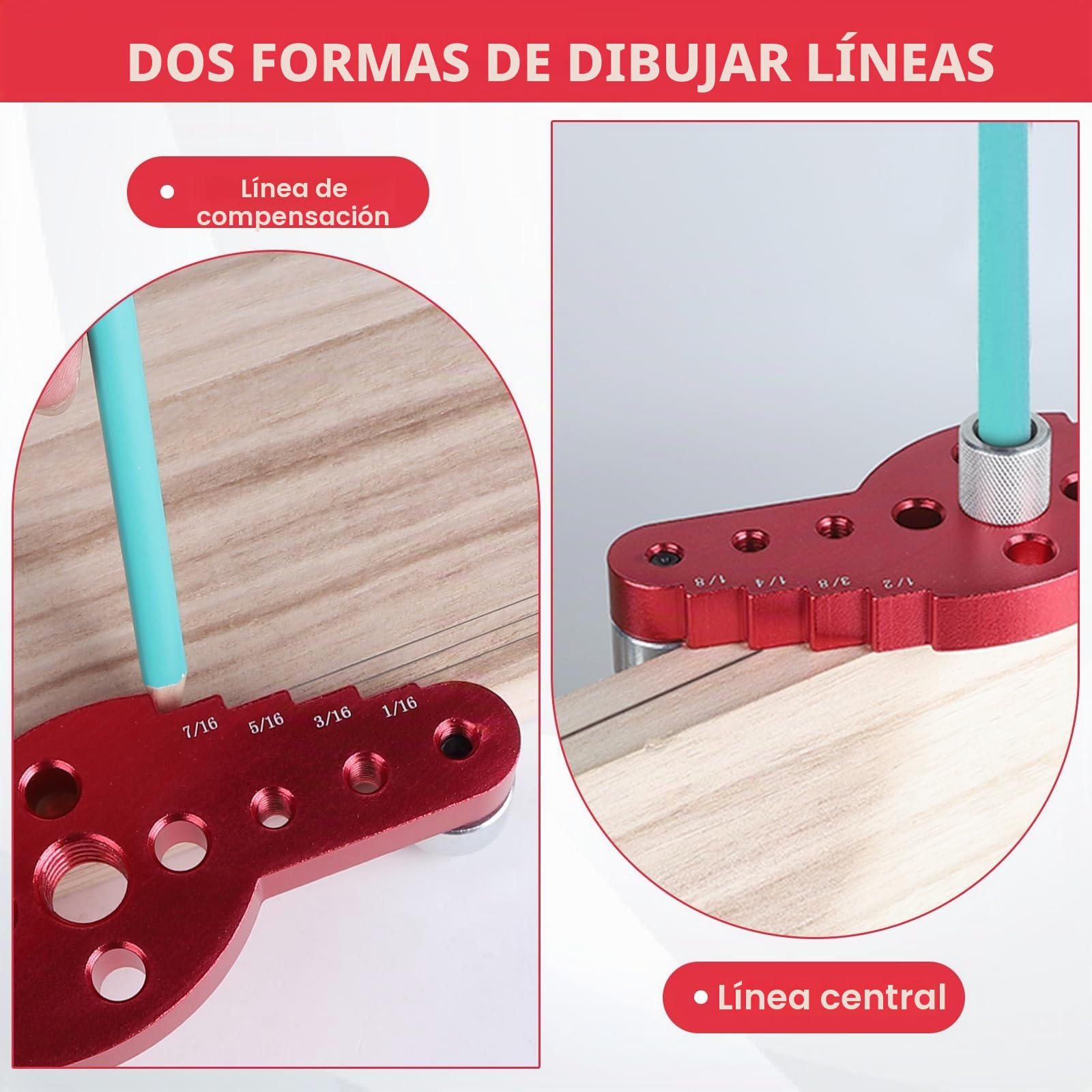 EFUTURETIME Posicionamiento de agujeros, 6/8/10 mm, plantilla de perforación para madera, tacos verticales, distancia de perforación, fijación rápida