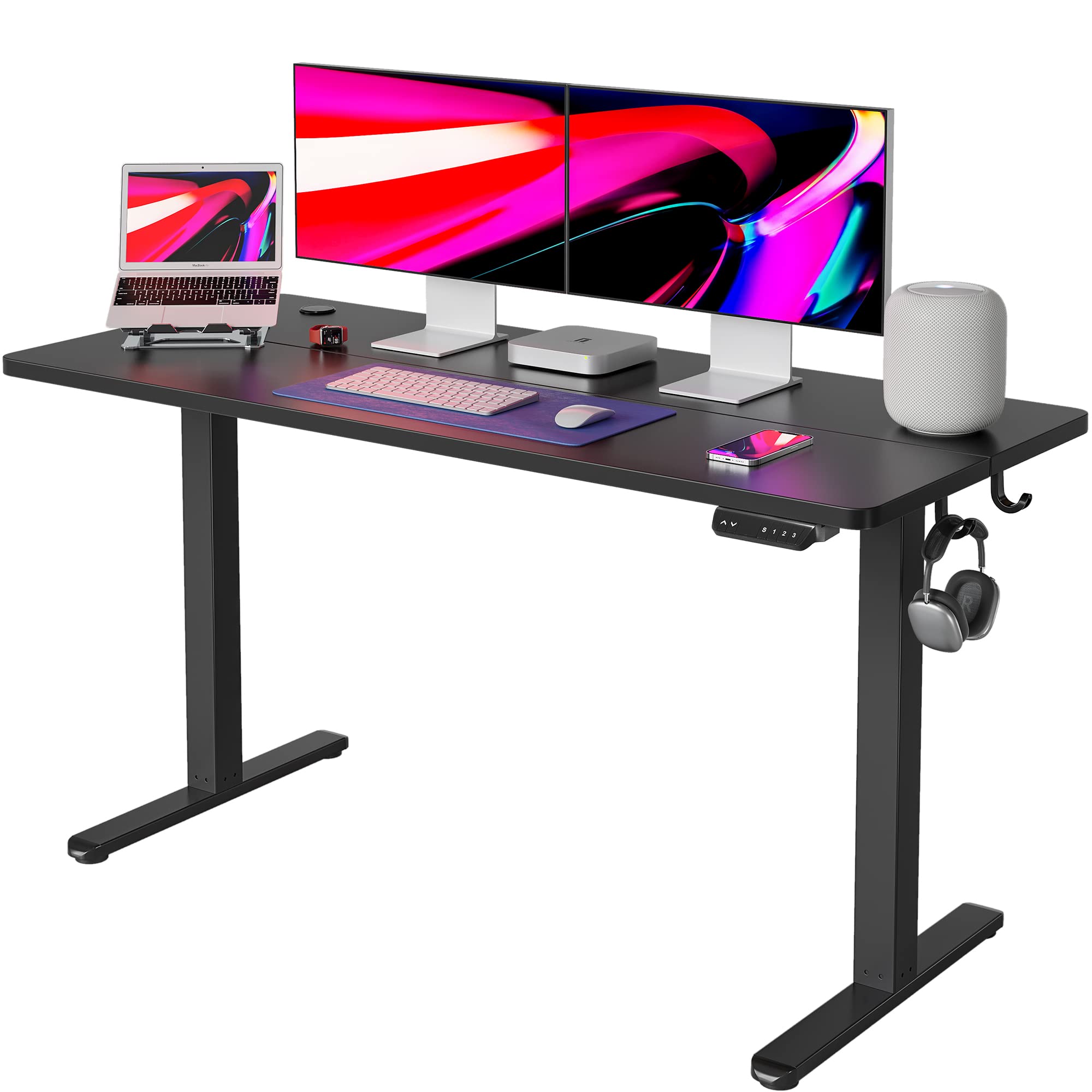 FEZIBO Electric Standing Desk, 55 x 24 Inches Height Adjustable Table, Ergonomic Home Office