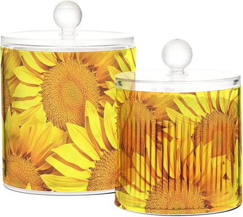Miniatura 2 de Tarros de girasoles con tapas, contenedores de almacenamiento de baño, recipientes de almacenamiento de algodón para dormitorio, artículos