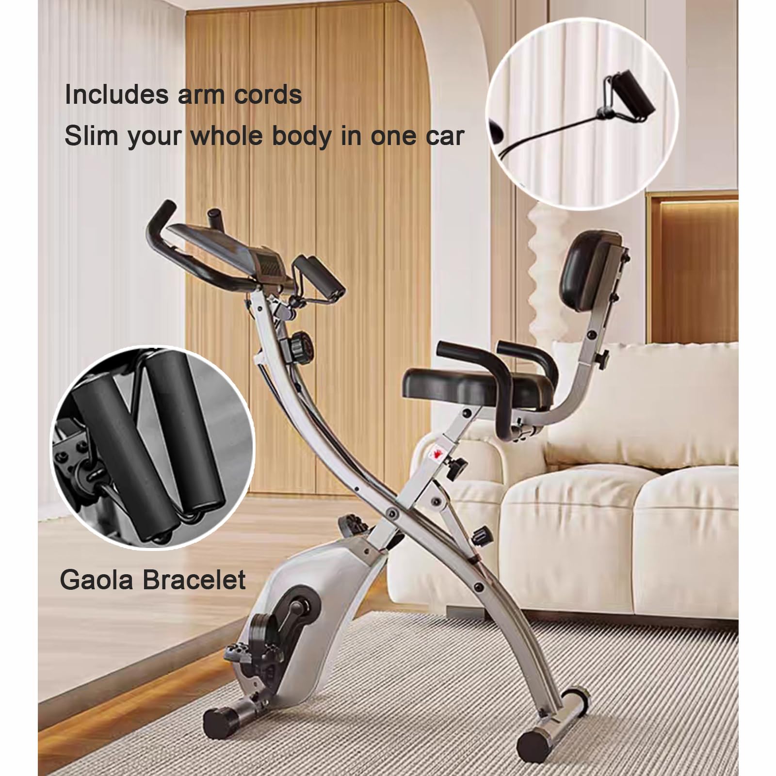 Cyclette Pieghevole,Resistenza Magnetica Regolabile 8 Livelli,Cyclette Professionale Magnetica con Schermo LCD, Supporto Tablet, Bluetooth App(Silvery)
