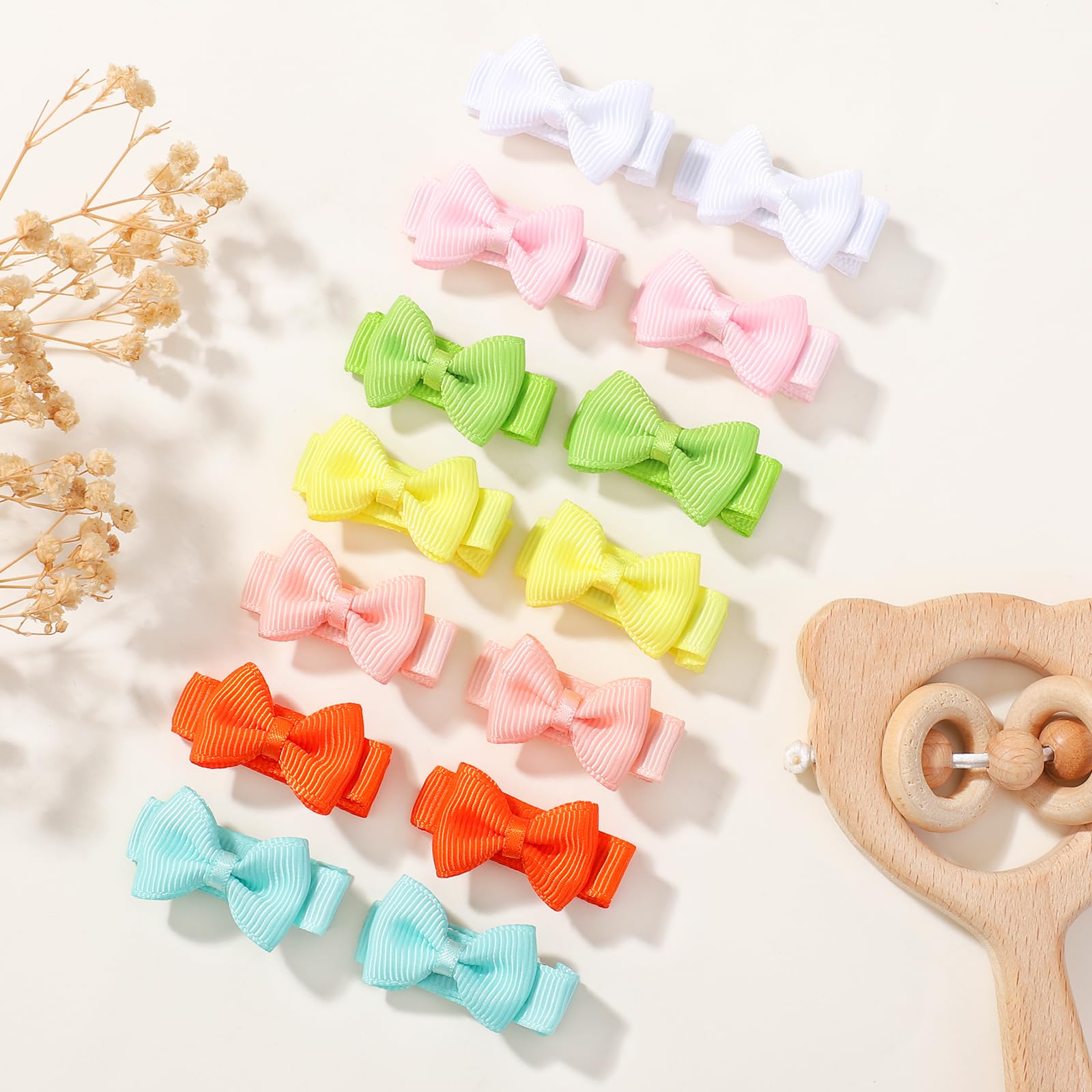 choicbaby Pack de 40 Pièces Barettes Cheveux Fille, 1,2 pouces (3 cm) Mini clips à cheveux avec plein arc couvert filles Accessoires de cheveux pour bébé filles tout-petits