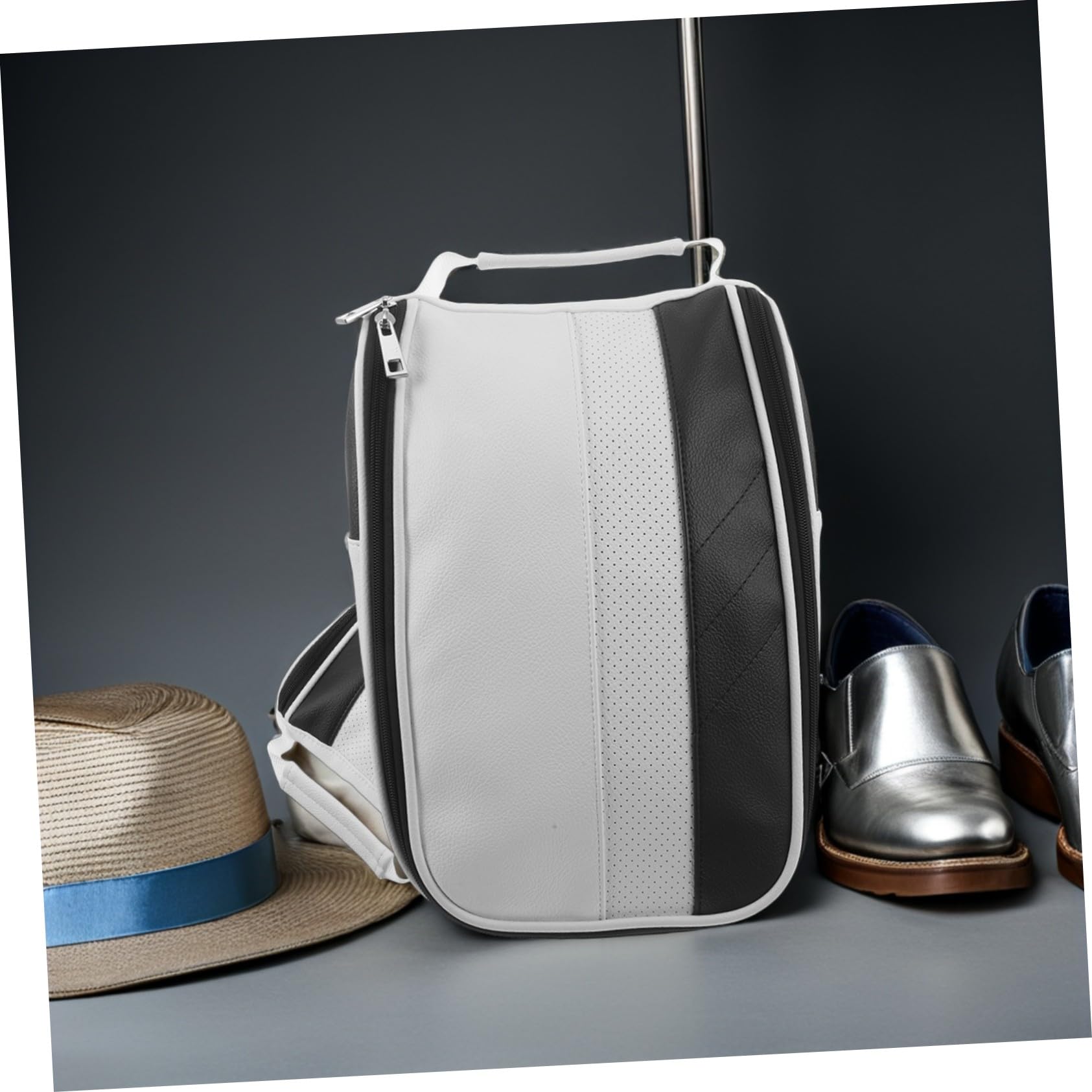 Borsa Scarpe Pelle Sintetica con Cerniera e Maniglia Tracolla Organizer Traspirante per Scarpe Viaggio Protezione Polvere per Golf Escursionismo e Corsa