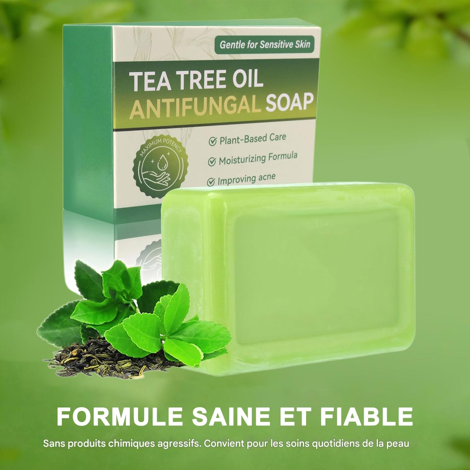 Savon Antifongique Naturel Élimine Transpiration Odeurs Traite Démangeaisons Acné Pied d'Athlète Folliculite (2pc)