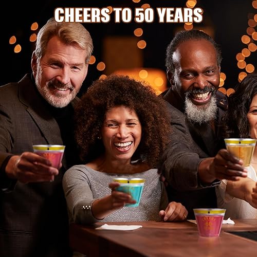 Miniatura 7 de 100 vasos de plástico transparente de 9 onzas, vasos de plástico transparente desechables para cumpleaños de 60 años, regalos de fiesta de cóctel,