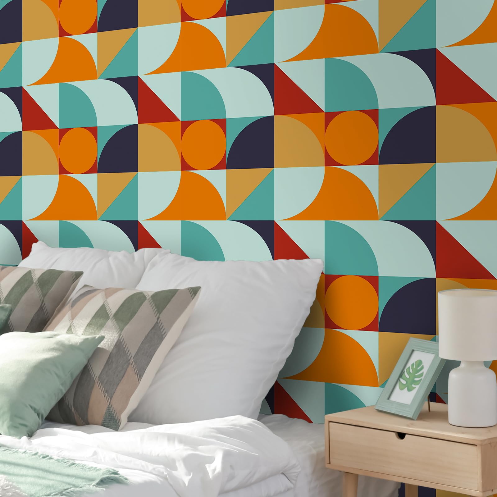 VaryPaper Peel and Stick Colourful Geometric Wallpaper 44.5cmx200cm Sticky Back Plastic Vinyl Wrap for Furniture Thick Lining Paper for Wall Patterned Wallpaper for Bedroom Hallway Cupboard Shelves - Image 4