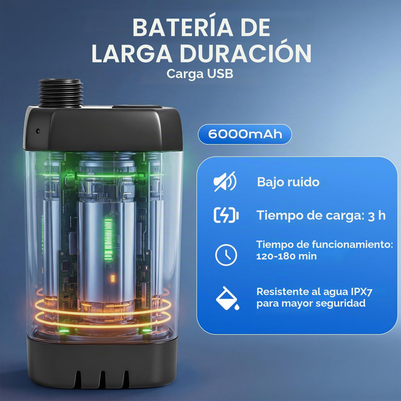 Ducha portátil para campamento con calentador de agua de inmersión, bomba de ducha recargable de 6000 mAh con pantalla LED inteligente, bomba de ducha de campamento al aire libre para senderismo
