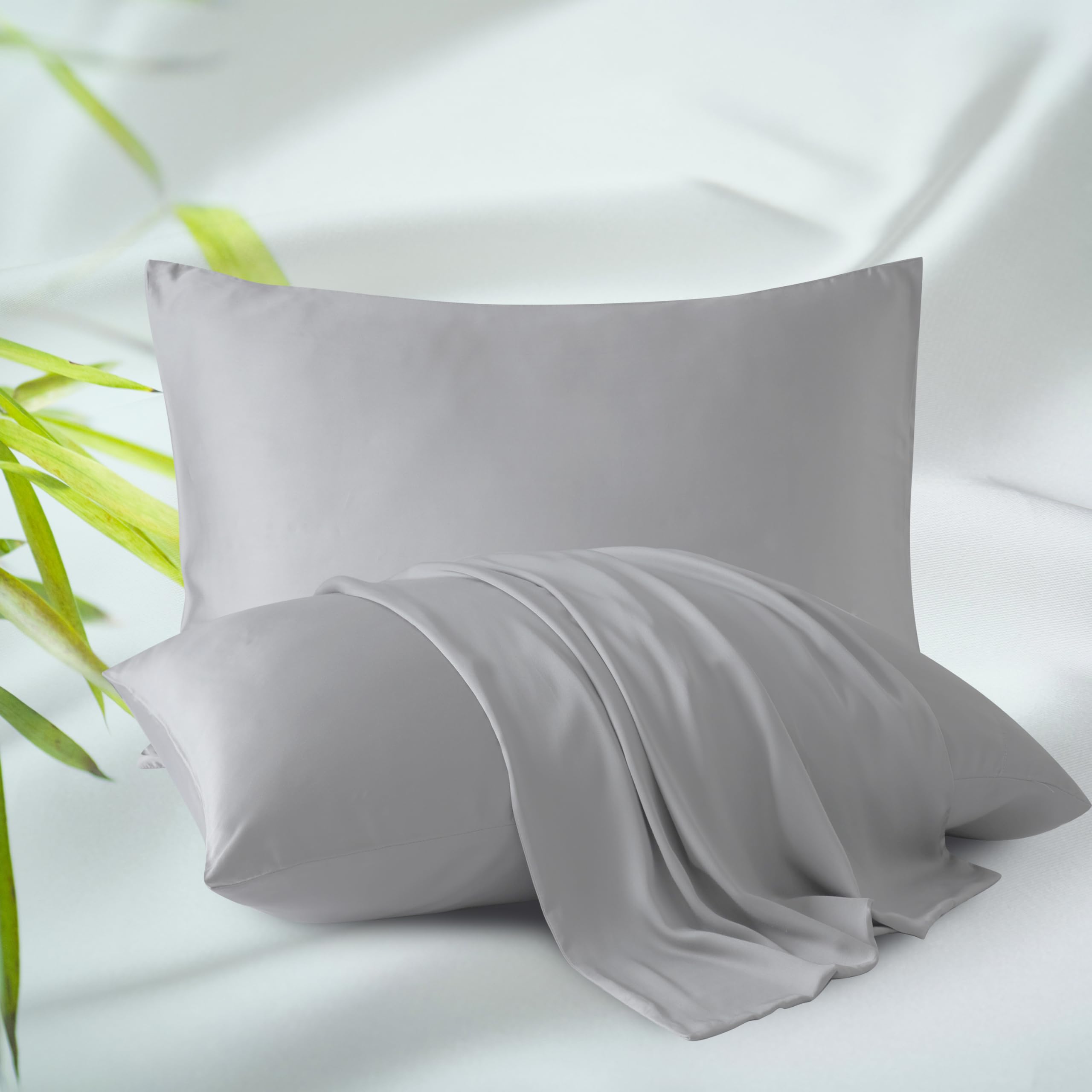 King Size Pillow Protectors Viscose Derived from Bamboo - Set of 2 Zippered, 400 Thread Count Cooling Pillow Case 36x20 Inch Soft Hotel Quality(2 Pcs, Zippered, Gray, King)…