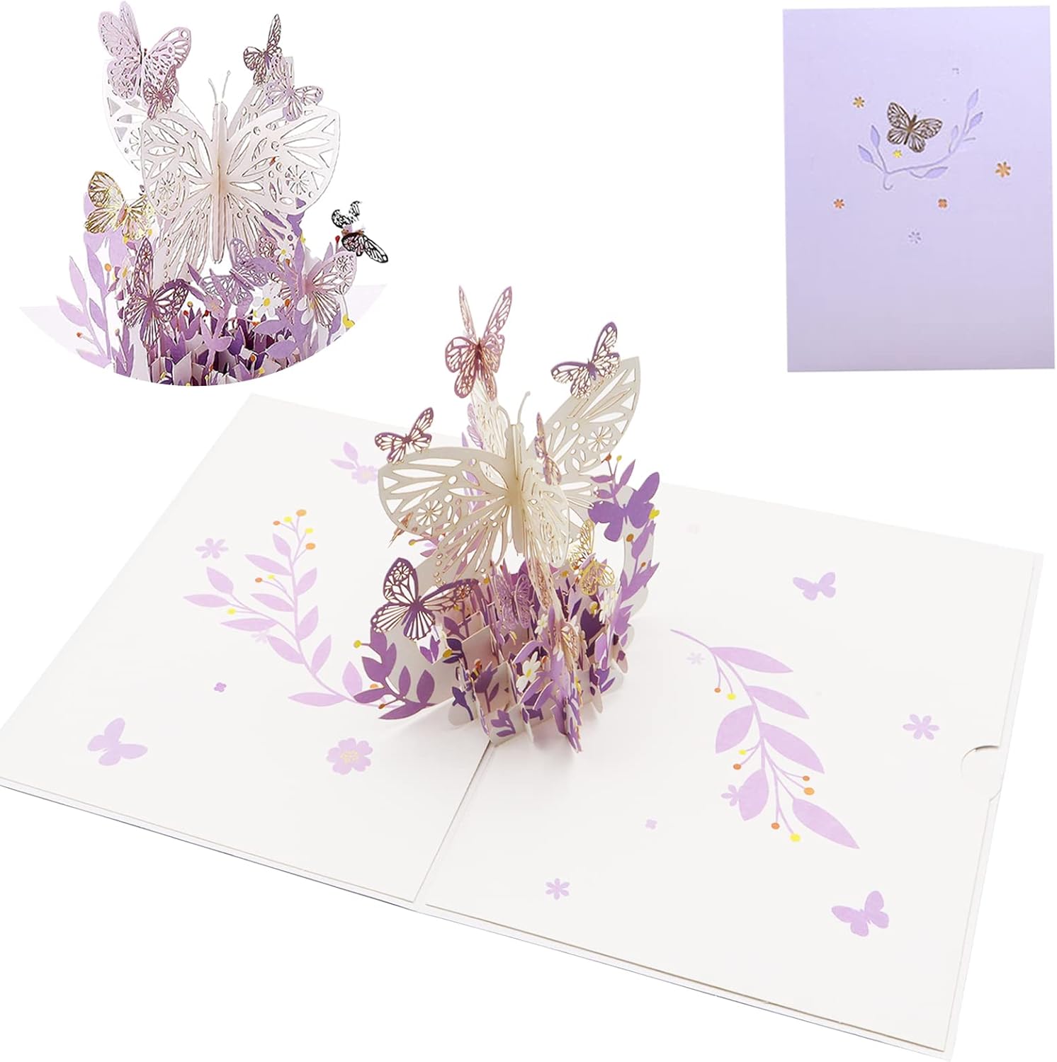 Tarjetas de Felicitación Cumpleaños, 3D Emergente Tarjeta de Felicitación con Sobre, Tarjeta de Regalo de Cumpleaños para Amigos de la Familia Regalo Creativo en Fiesta de Cumpleaños (Violet)