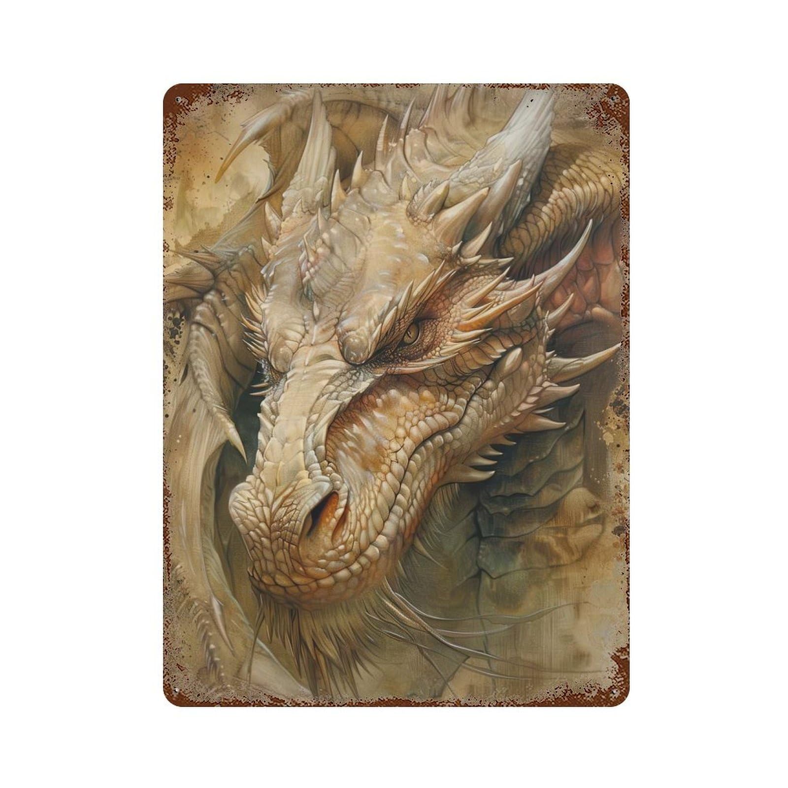 Rust Effect Ethereal Dragon Decorative Tin Sign 15.7"x11.8", Rustic Home Decor for Cafe, Home Bar And Lounge Decor