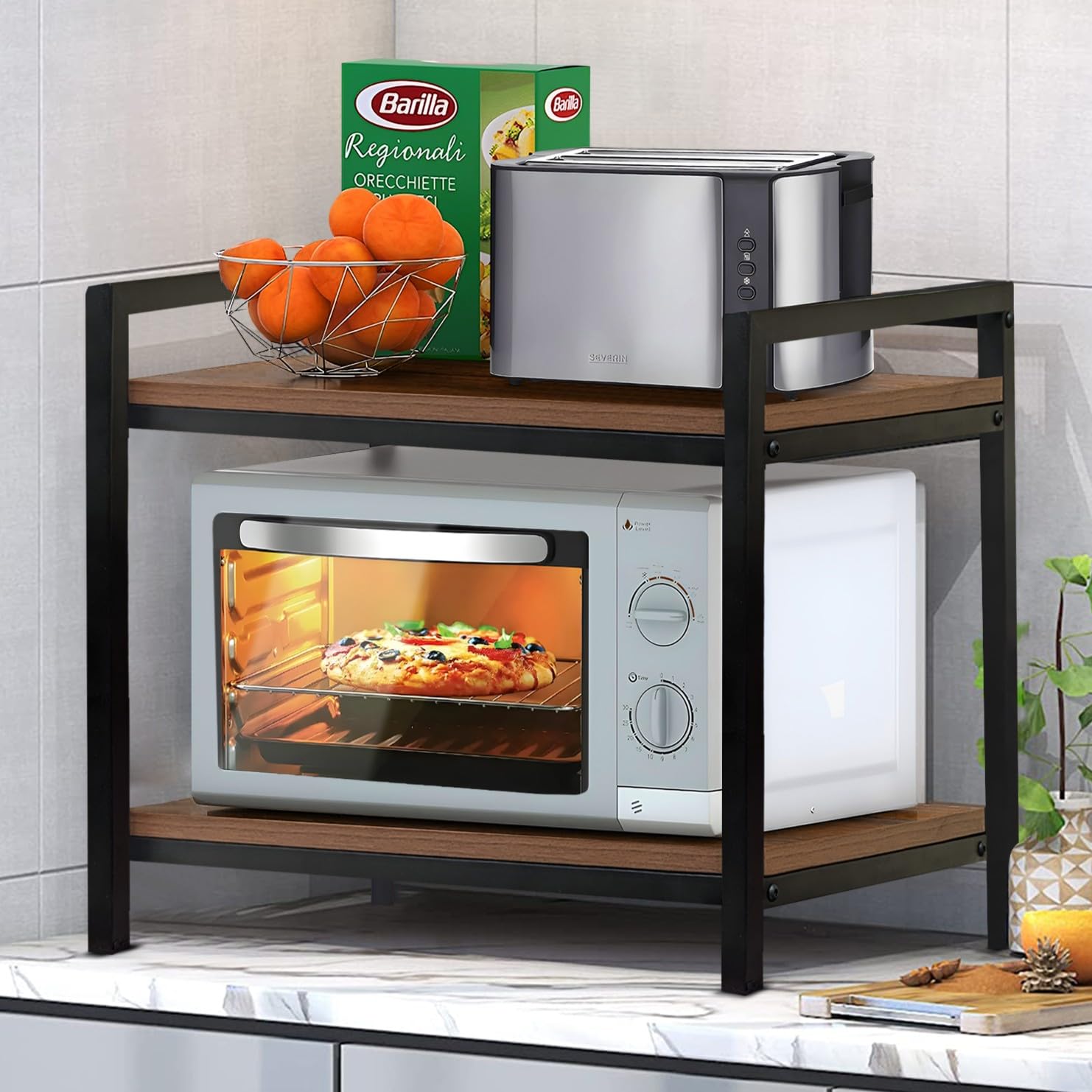 Kitchen Microwave Stand - 2 Tier Countertop Organizer -1