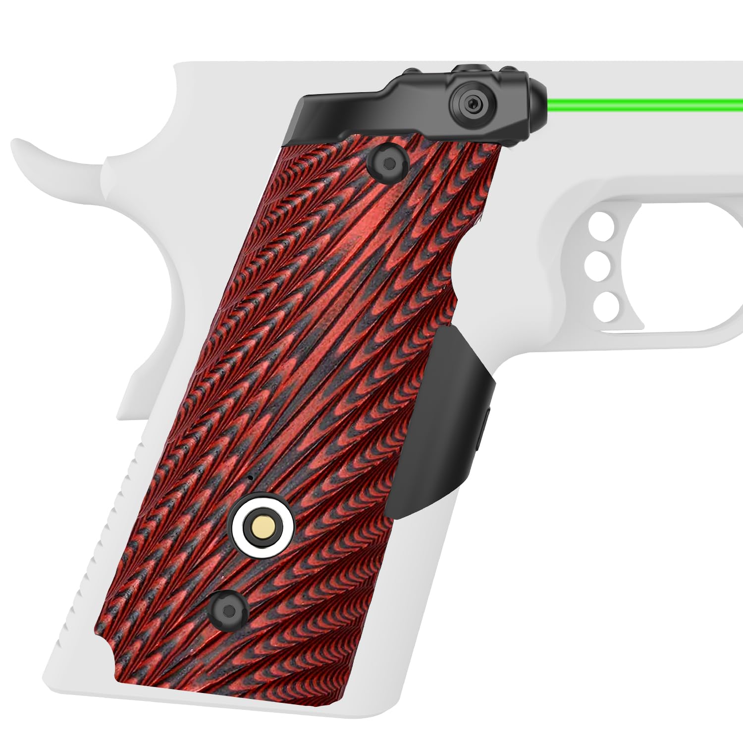DARKFANG Compact/Full Size 1911 Laser Grip with Ambi Safety Cut, G10 1911 Laser Sight No Rail with Rechargeable Battery