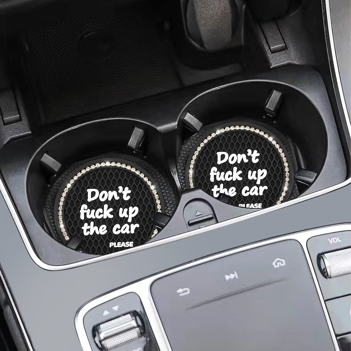 2 Pack Bling Car Coasters for Cup Holder Crystal Rhinestone 2 75 in Cup Holder Coaster Silicone Anti-Slip — view 6