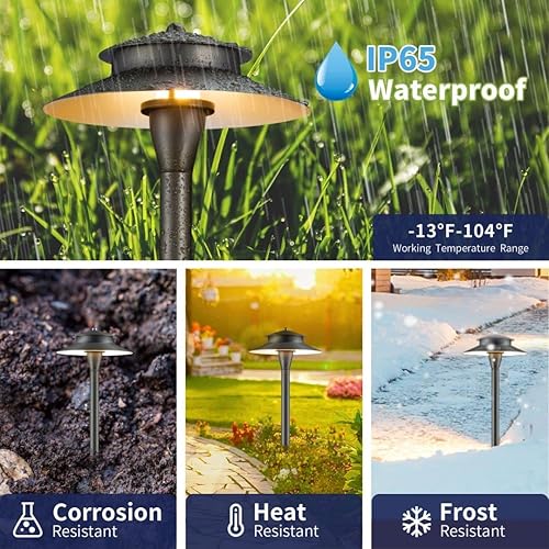 Miniatura 4 de Luces de camino de bajo voltaje de latón, luces LED de camino de paisaje, luces de patio al aire libre impermeables IP65, 12 V con cable de 2