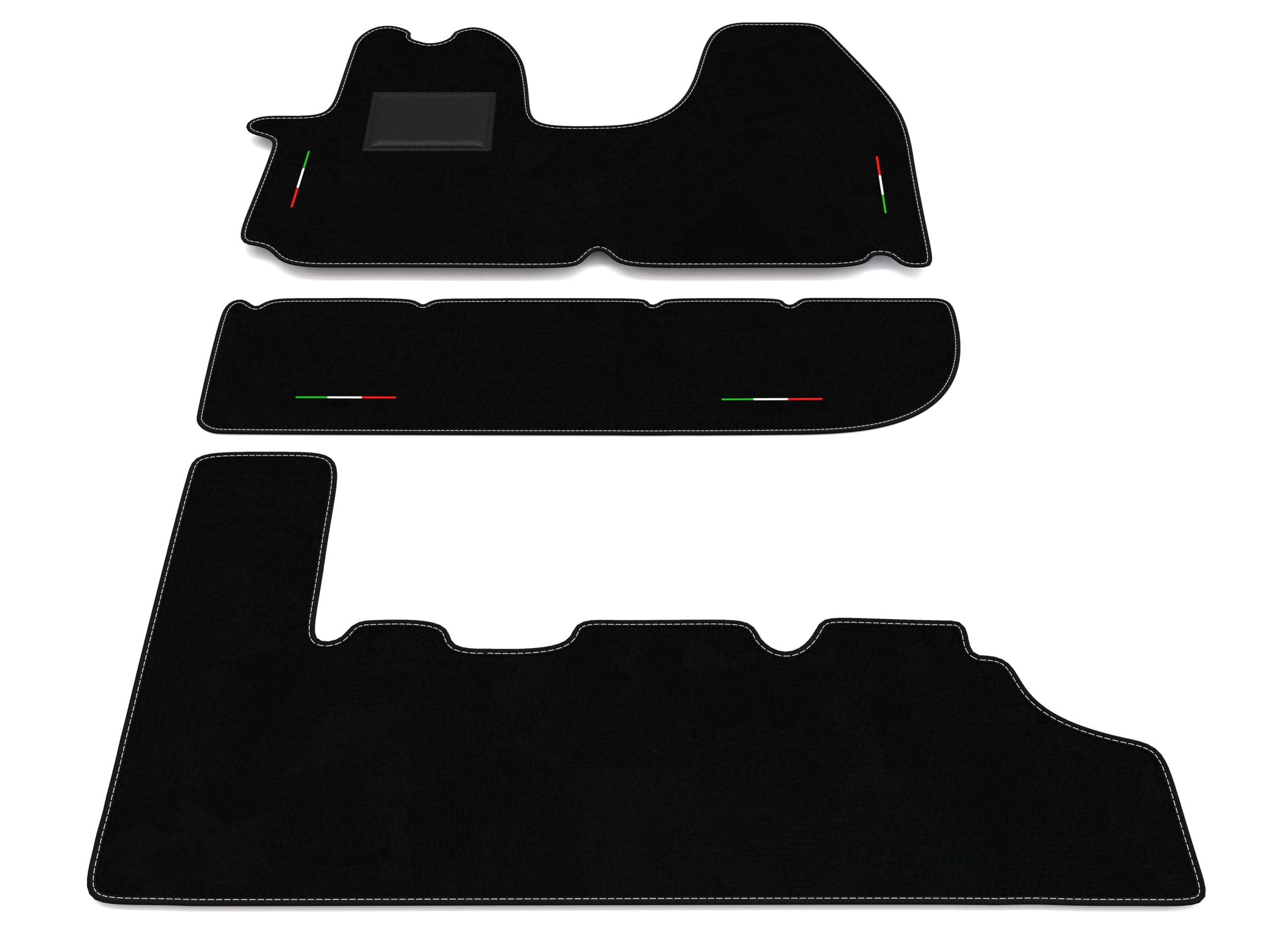 Tappetini compatibili con Opel Vivaro - 9 posti 2001-2014, ricamo bandiera Italia, kit tappetini auto personalizzati, set tappeti in moquette, tappeto auto