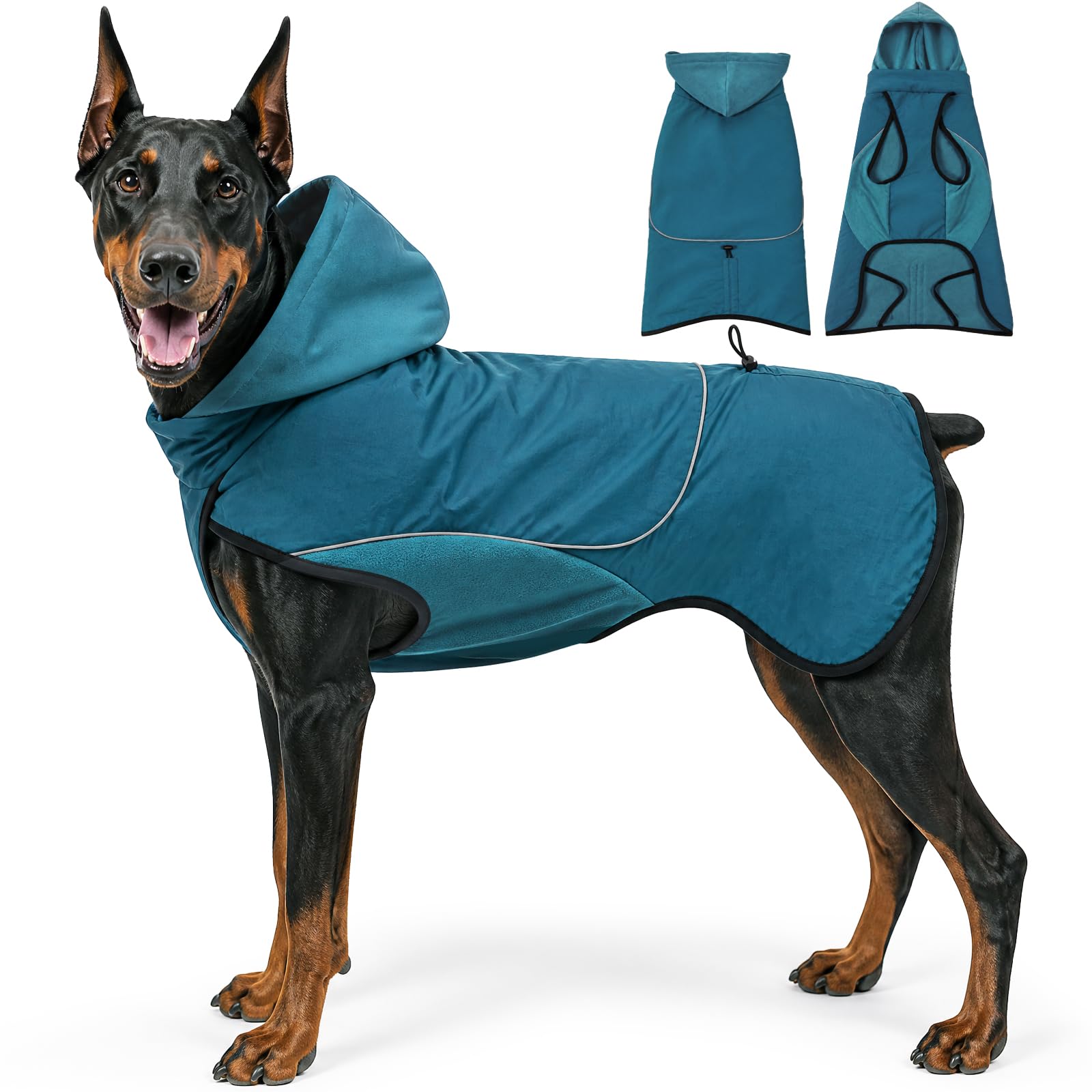 Dog Hoodies Winter Coat,Dog Coat Cold Weather Reflective Jacket with Soft Fleece Lining Warm Coat,Indoor & Outdoor Camping Hiking，Green：L