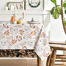 Artoid Mode Nappe d'automne orange, citrouilles et feuilles, 140 x 220 cm, saisonnier, anti-taches, linge de table, cuisine, décoration de vacances, décoration de fête