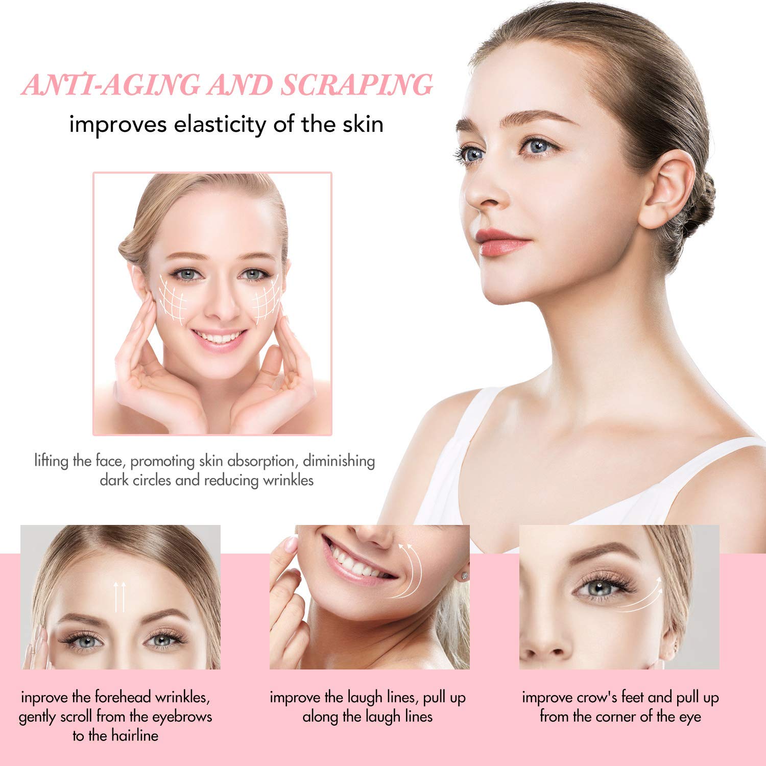 GHzzY Jade Roller & GUA SHA Set - Gesichtswalzenmassagegerät für Gesicht, Hals, Haut, Anti-Aging, Abnehmen der Wangen, Faltenfreiheit und Aufhellung von Augenringen