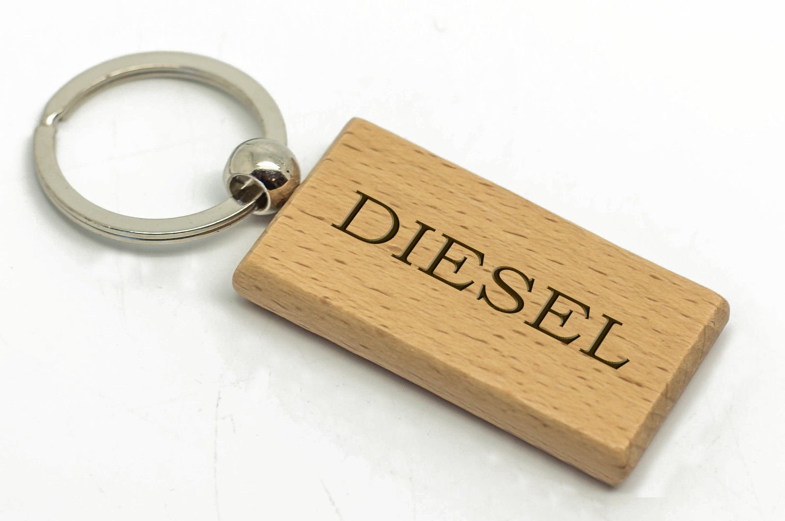 County Engraving Natural Diesel Rectangle Wooden Keyring