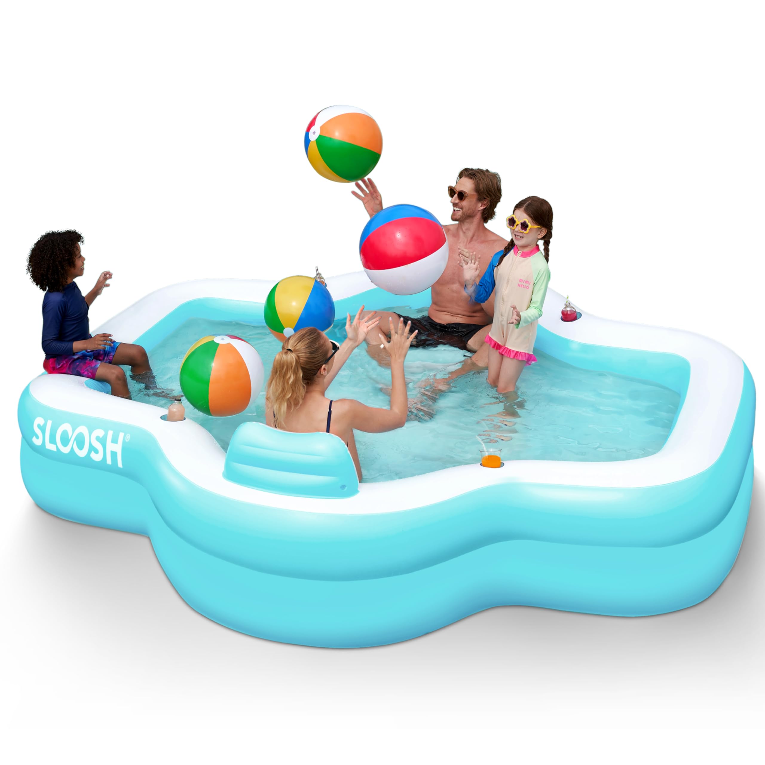 Piscine gonflable epaisse SLOOSH grand modele avec dossier jardin