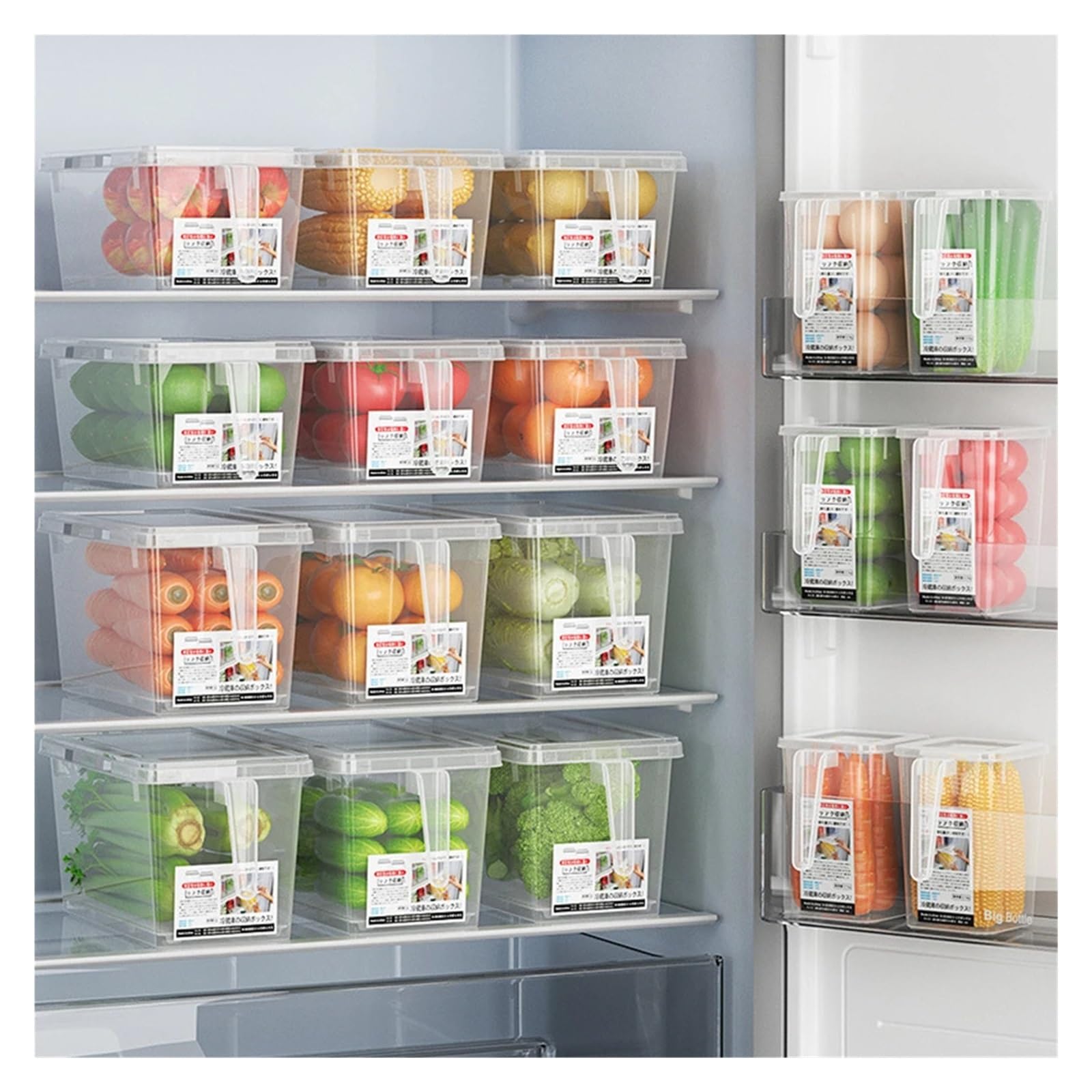 Almacenamiento de cocina Caja de almacenamiento for verduras, huevos, carne, cajón de cocina, organizador de puerta lateral for refrigerador, caja de conservación de alimentos frescos, estante de alma