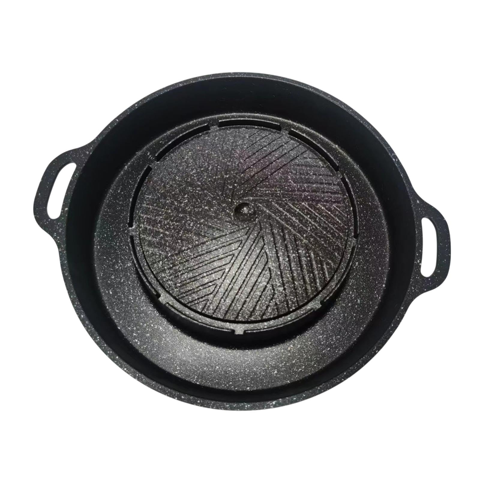 F Fityle 2 in 1, Koreanischer BBQ-Hotpot und Grill, Kochgerät, Grillplatte für Camping, Gartenparty, Indoor, Outdoor, Zuhause, S