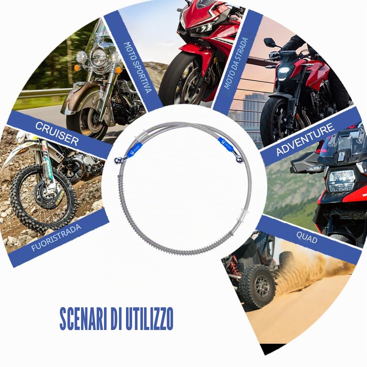 550mm 55cm LE LEFOSSI Tubazione idraulica universale Di Freno Del Motociclo Olio Tubo Linea Di Pressione Del Carburante Resistente Tubo Tubo per Pit Dirt Bike Enduro Motocross Street Bikes Sport Bikes