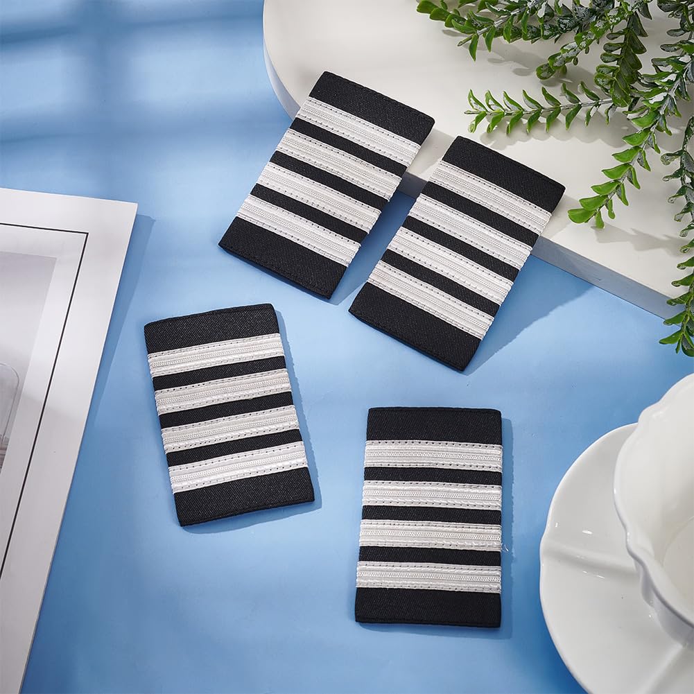 WEBEEDY 2 Paia Professionali Pali Uniformi Spallacci Per Piloti Di Volo, Quattro Barre Spalline Con Strisce Di Metallo Argento Capitano Camicie Da Aviatore Slider Accessori Militari Uomo