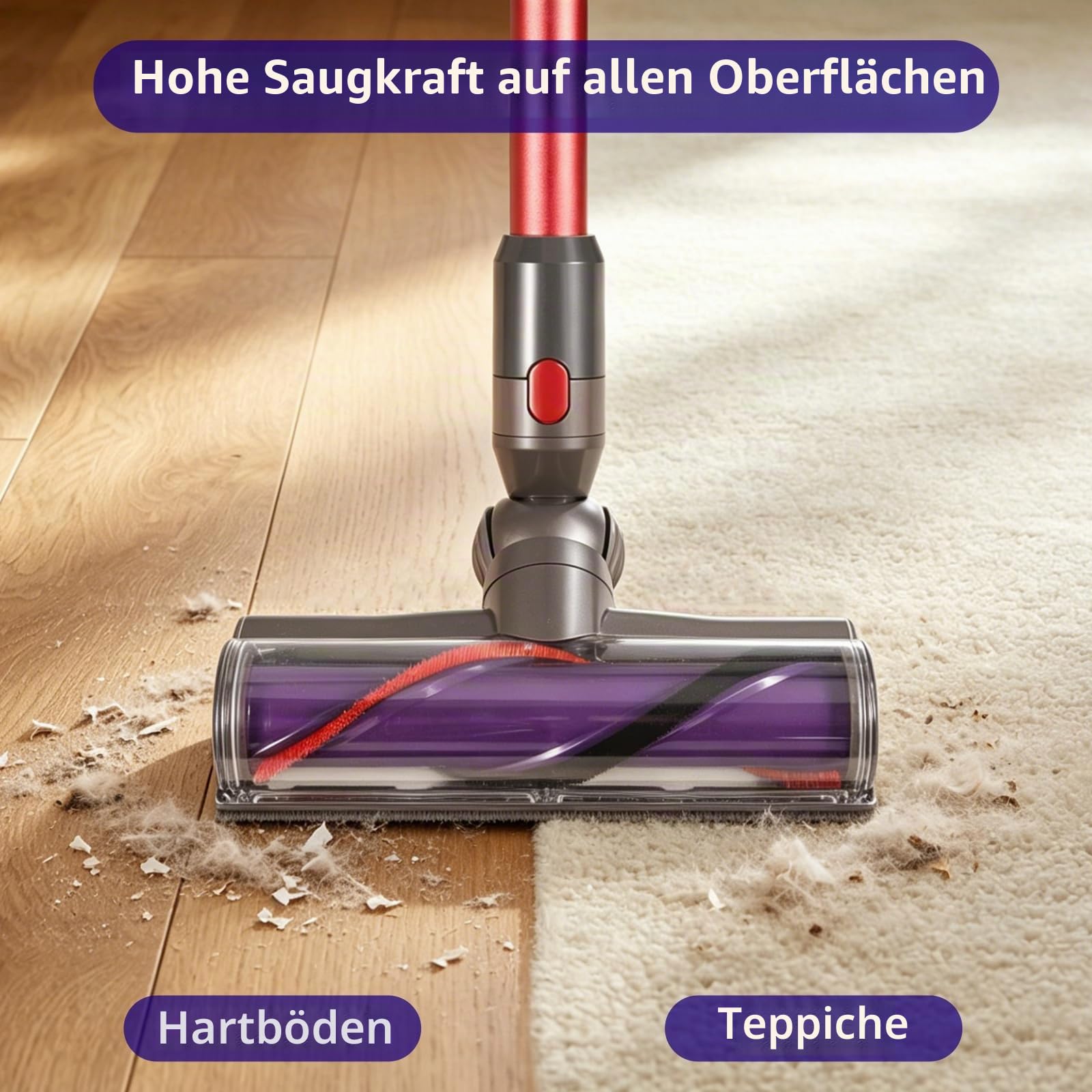 Bürste Kompatibel mit Dyson V10 V11 V7 V8 V15, Ersatzteil Turbine Bodendüse Zubehör 25 Zentimeter Geeignetfür Hartboden und Teppiche