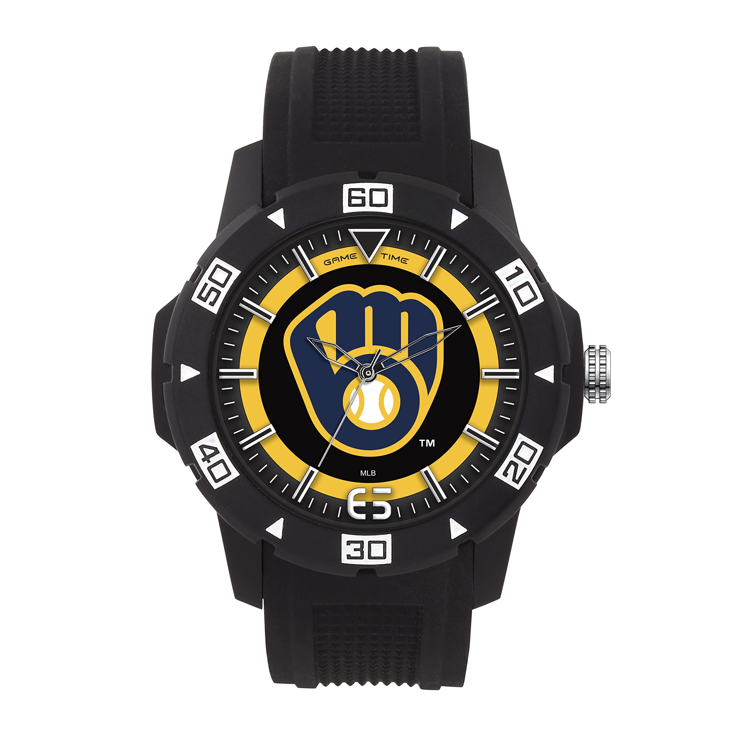 Game Time Milwaukee Brewers Men's Watch - MLB Surge Series , Officially Licensed, Black