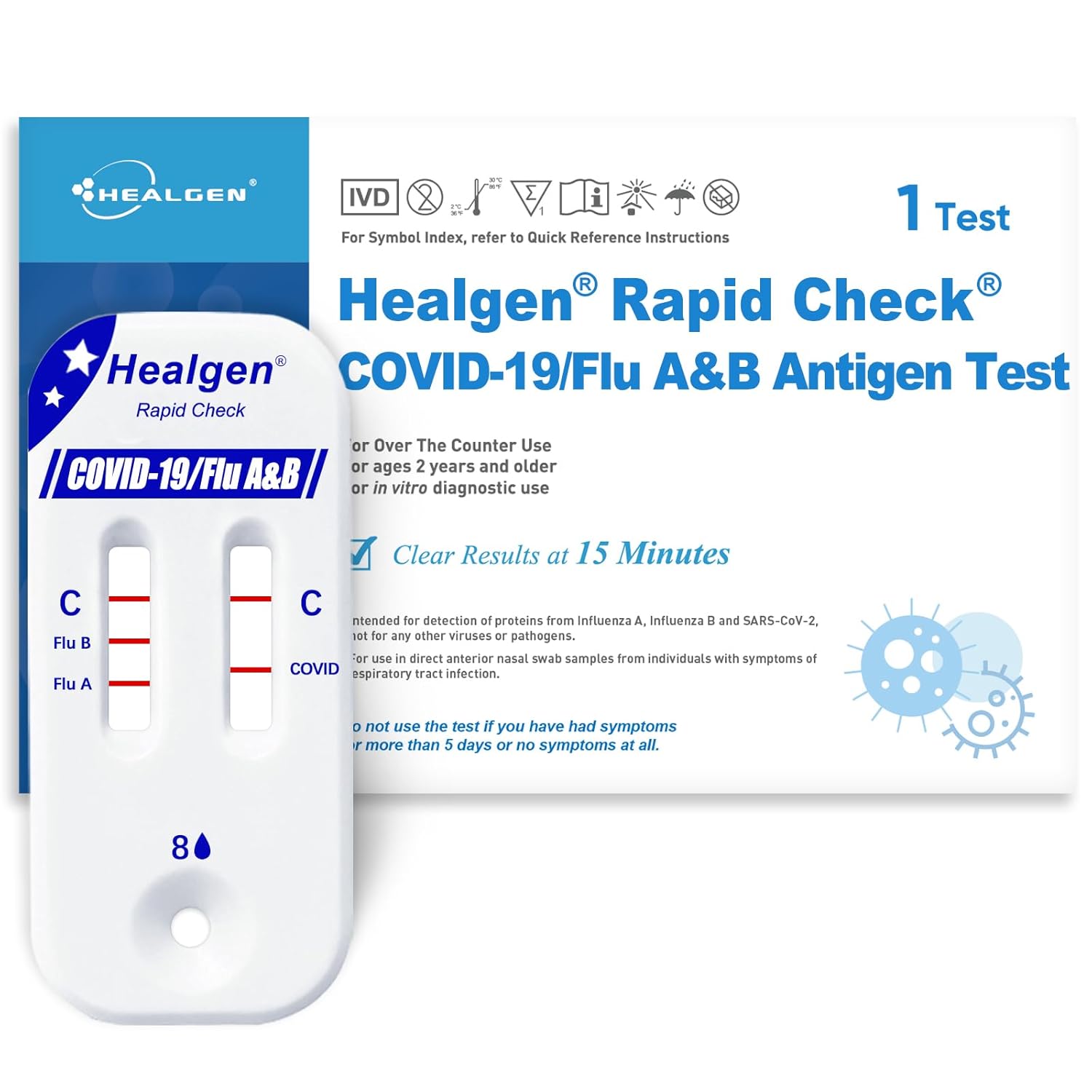 Healgen Rapid Check COVID-19, Flu A&B Antigen Test Kit, The First FDA Authorized OTC 3-in-1 Flu & COVID Home Test, Easy to Read Dual Windows, Results in 15 Mins, 18-Month Shelf Life, 1 Test - Amazon product rated Grade B