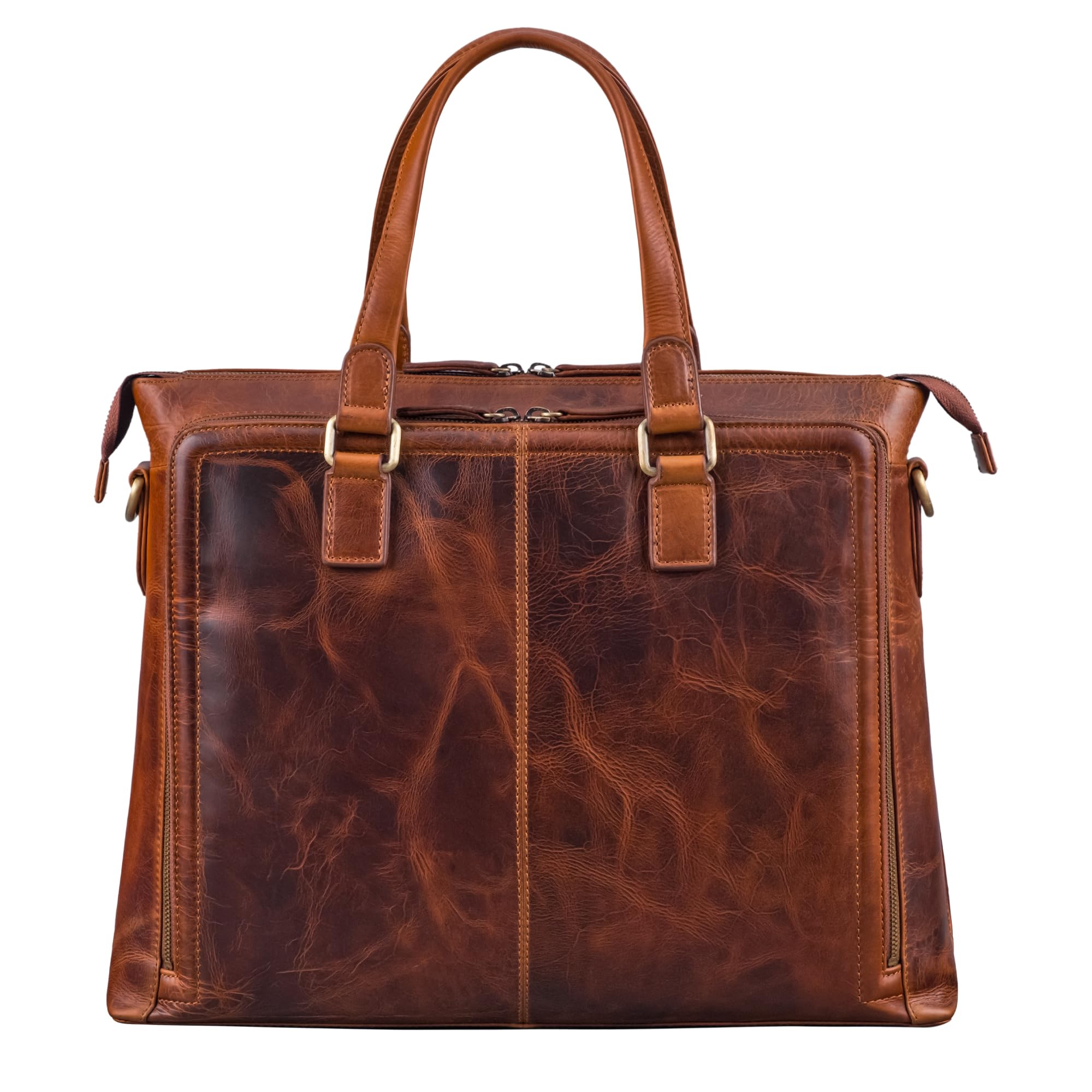 STILORD "Claire Bolso de Negocios Mujer Cuero Genuino 15 Pulgadas | Maletín | Bolsa para Portátil DIN A4 | Bolso de Hombro y de Mano para Oficina Color:kara - cognac