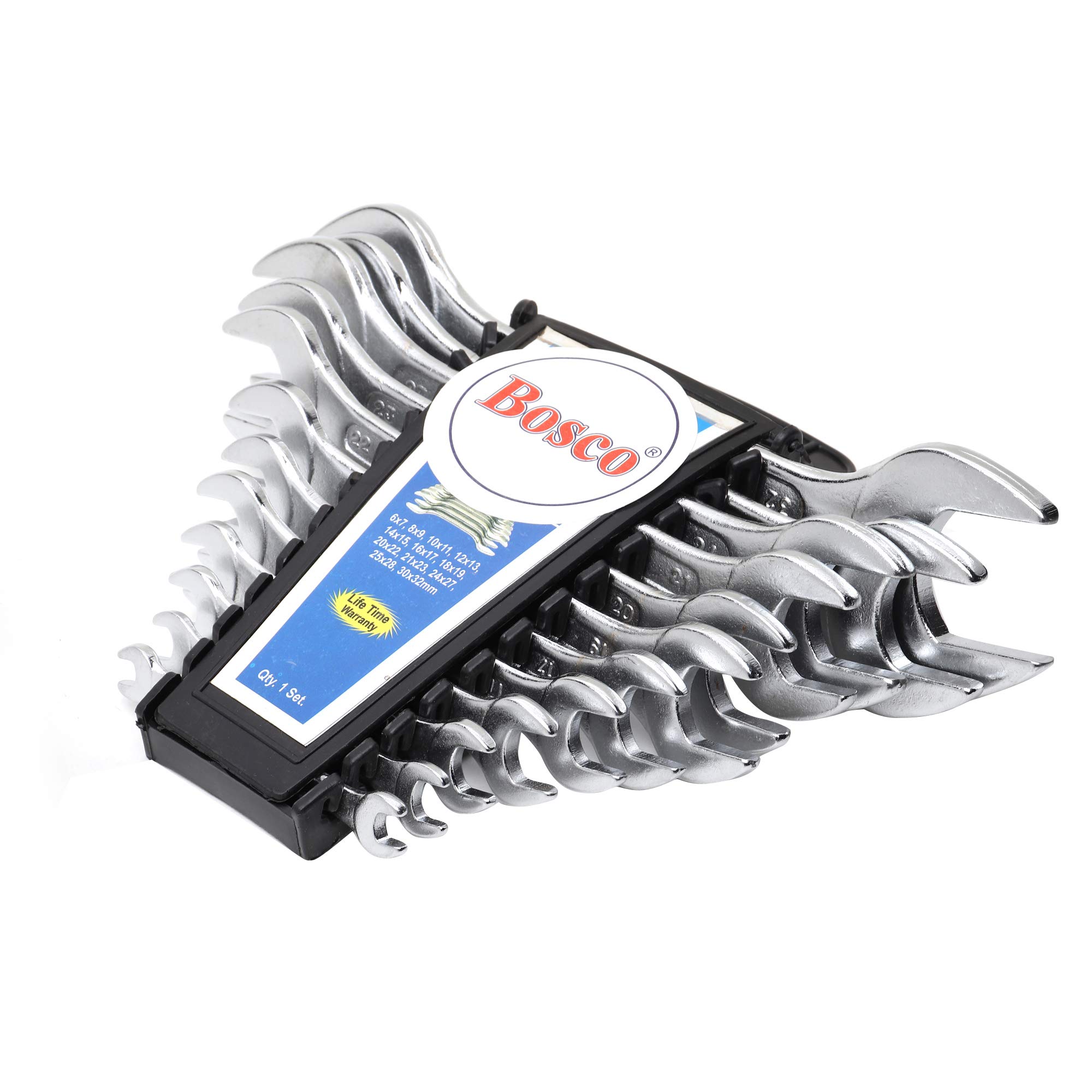 BOSCO Double Open-End Jaw Spanners Wrench (12 pcs in 1) set | Carbon Steel with Rust & Corrosion Resistant Chrome Plating & Satin Finish | Multipurpose DOE Jaw Spanners Tool Kit (B08KD4HMQ7) Amazon Price History, Amazon Price Tracker