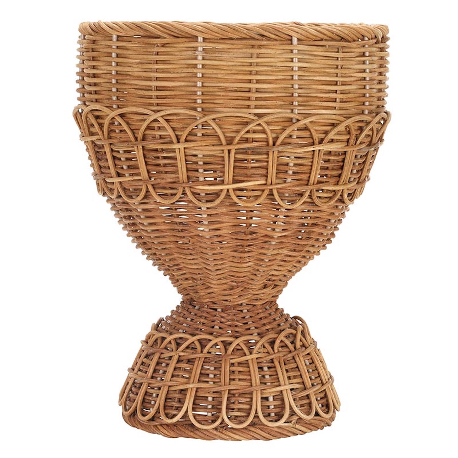 Santa Barbara Design Studio Basket Natural Rattan Pedestal Basket, 12" Tall x 8.5" Diameter