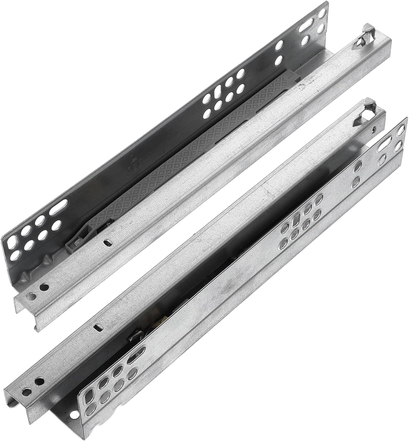 prowadnice do szuflad, 2 szt. Meble dwusekcyjne prowadnice szynowe Szyny kulkowe do montażu na szynie Suwak tłumiący(Silverx3pcs)