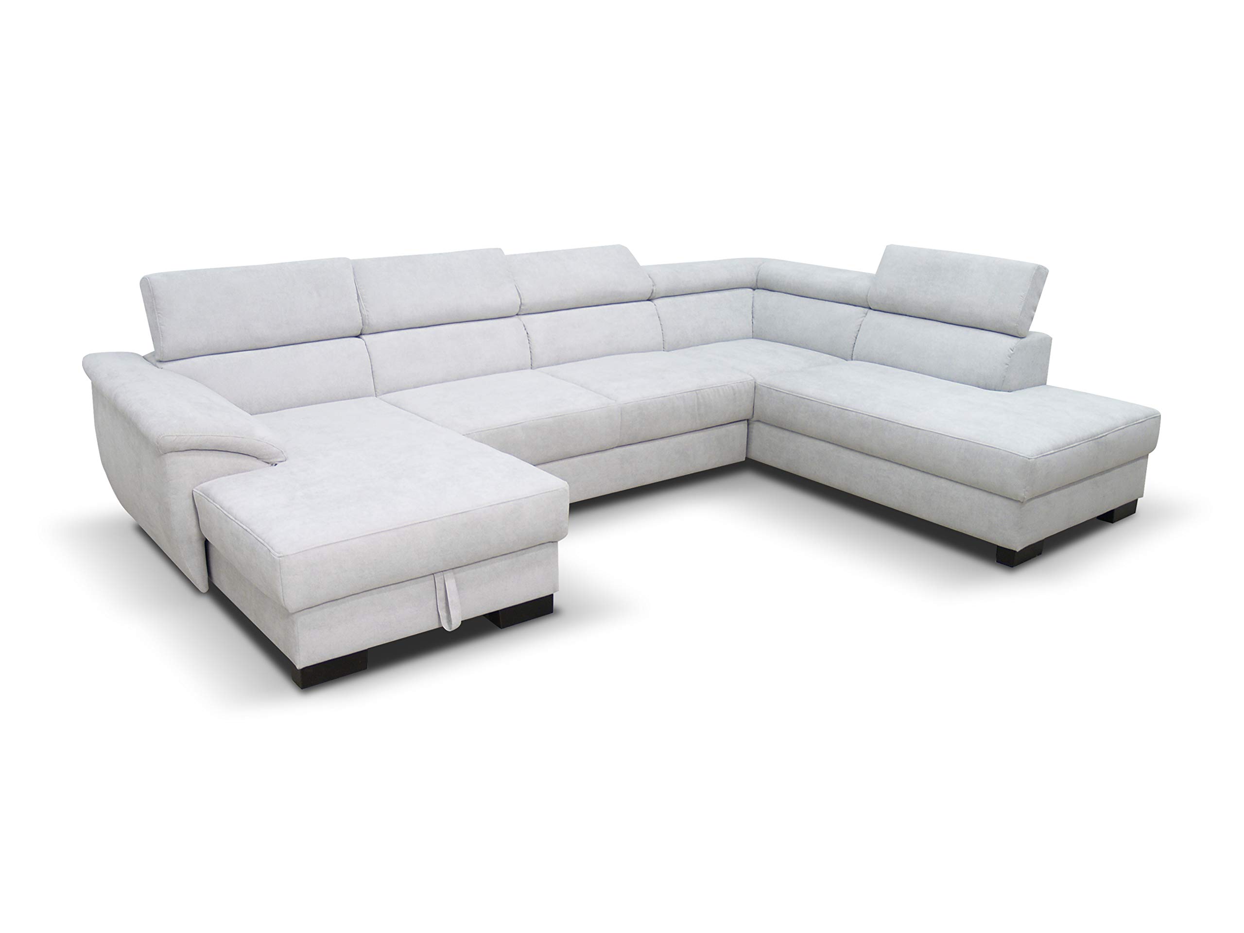 Domo. Collection David FK - Sofá con Respaldo en Forma de U, sofá con muelles y función de Respaldo, Esquinas Acolchadas, 337 x 232 x 78 cm, Color Gris