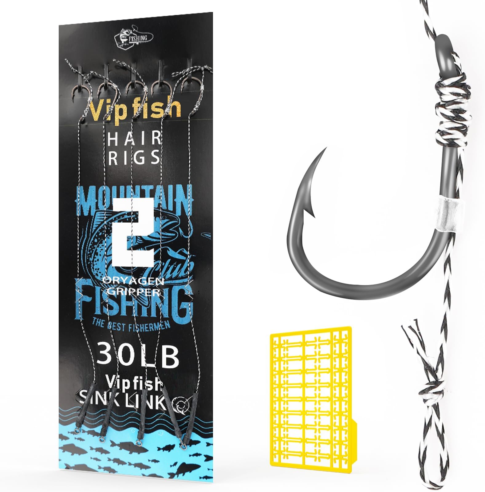 Vipfish Carp Fishing Hiar Rigs - 20 PCS Carp Fishing Equipment for Carp Bait Rigs, 9'' Braided Thread Line with Carp Fishing Hooks,Swivel Snaps and Boilie Bait Stops