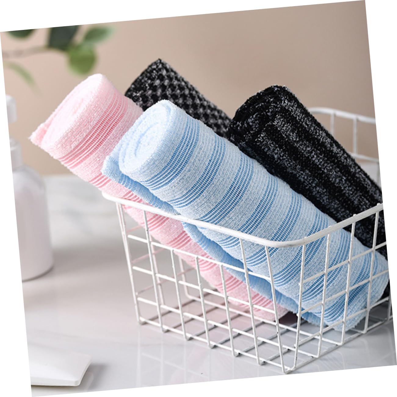 4piezas Toallas Exfoliantes Japonesas De Ducha De Largas Para Cuerpo y Espalda Toallas Exfoliantes Para Limpieza y Exfoliación De