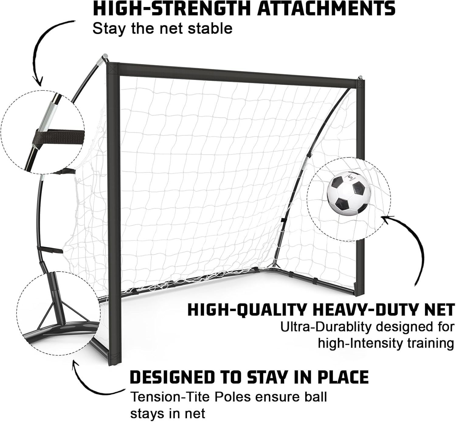 Portable Soccer Goal for Backyard, Kids Youth Adults Soccer Goal Set with Net + Ground Stakes, Soccer Target and Agility Speed Training Equipment