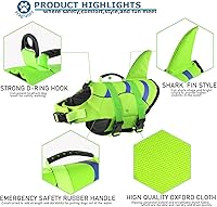 Vista 164 de Chaleco salvavidas de tiburón para perro, chaleco salvavidas ajustable para nadar con asa de rescate