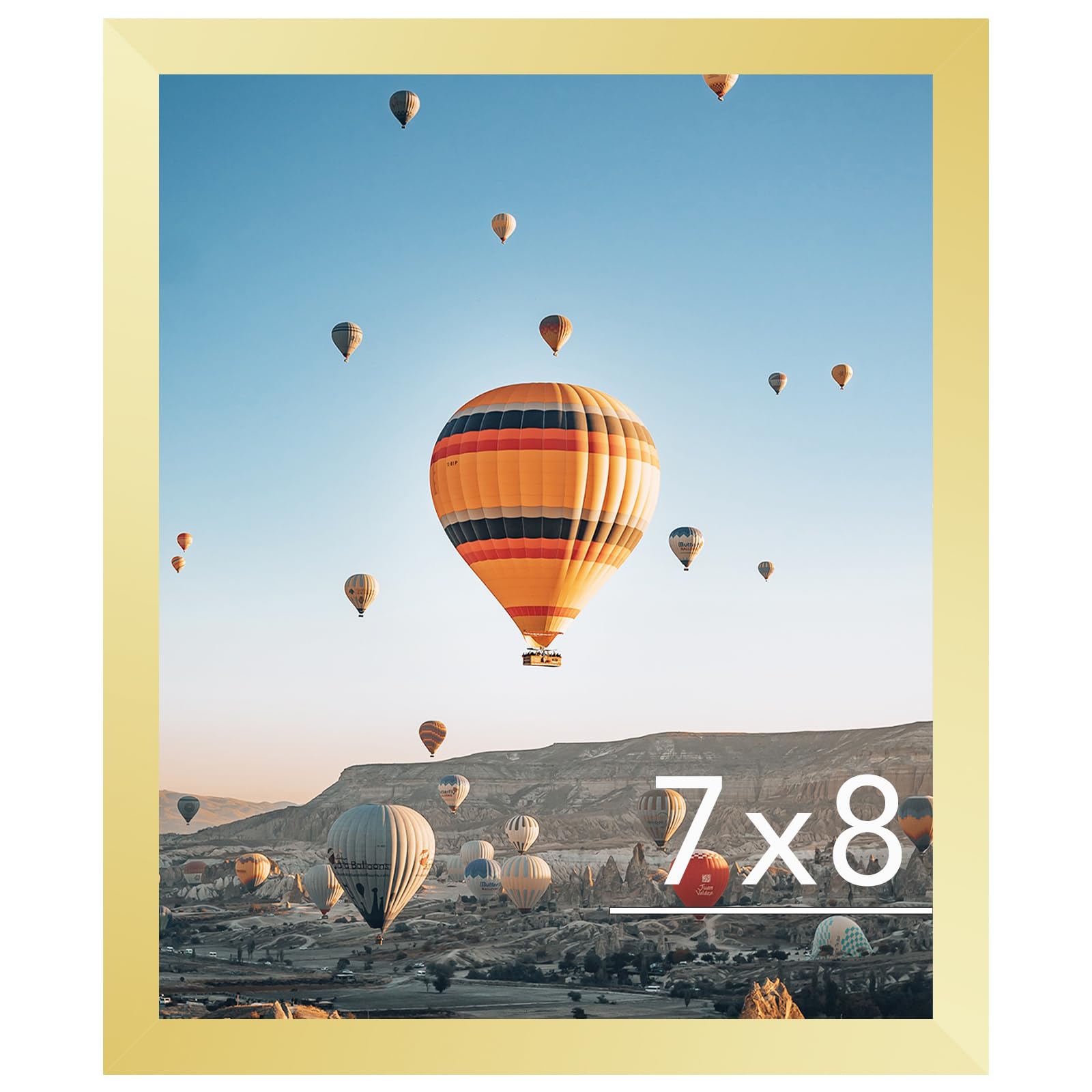 JCJMY 7x8 Picture Frame Gold for Wall Hanging or Tabletop, Wall Mounting Horizontally or Vertically, 7 x 8 Wall Gallery Poster Photo Frame with Shatter Resistant Plexiglass, Gold