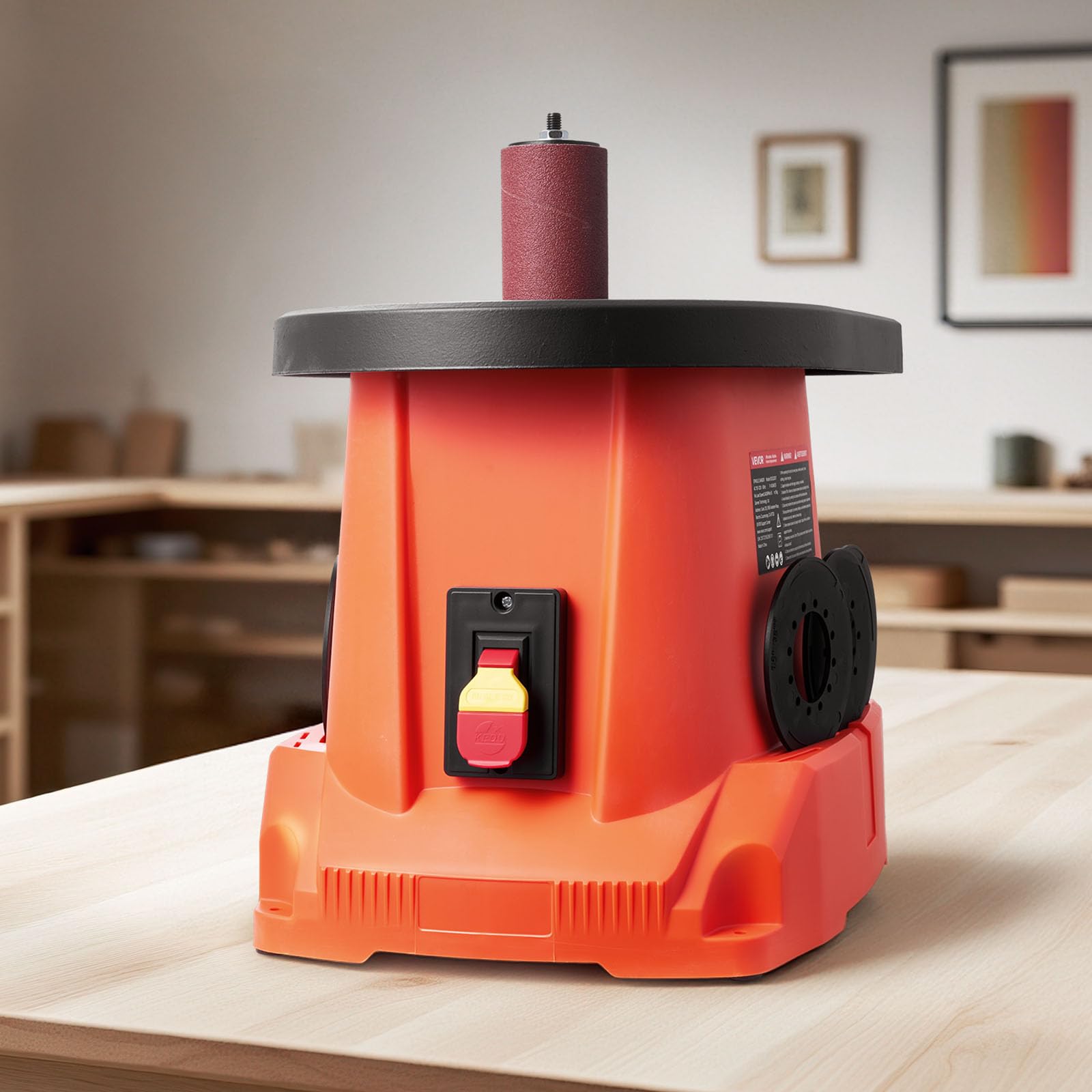 VEVOR Oszillierender Spindelschleifer, 2000 U/min Spindelschleifmaschine mit 6 Hülsen (12,7–76,2 mm), 16 mm Hub & 397x295 mm Gusseisentisch für Möbelveredelung, Kunsthandwerk & Holzbearbeitung