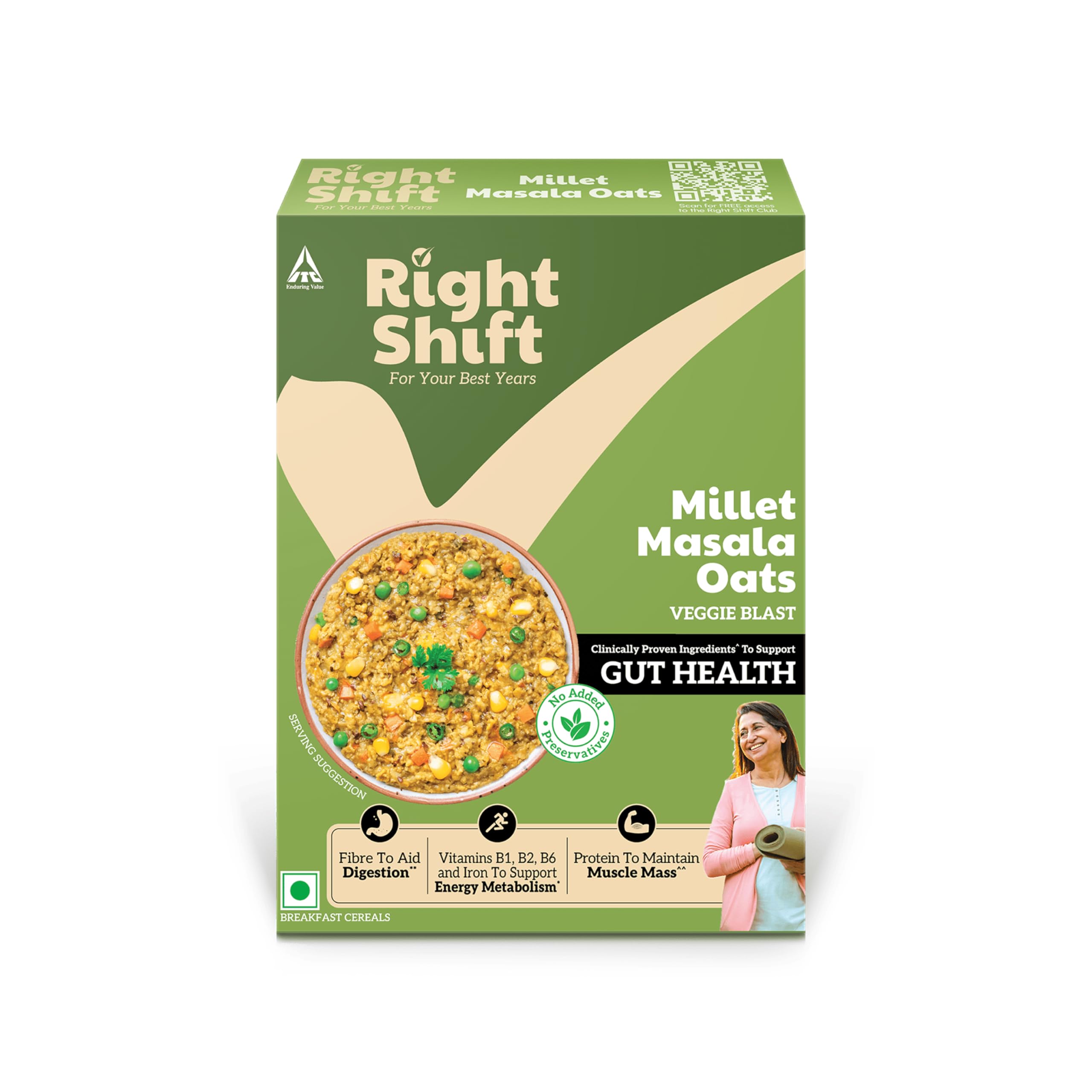 High Protein Masala Oats, 6x Veggies & Millets, 240g | Ideal for Weight Loss, High Fibre | No Added Preservatives | Ready to Cook | Clinically Proven Ingredients for Gut Health