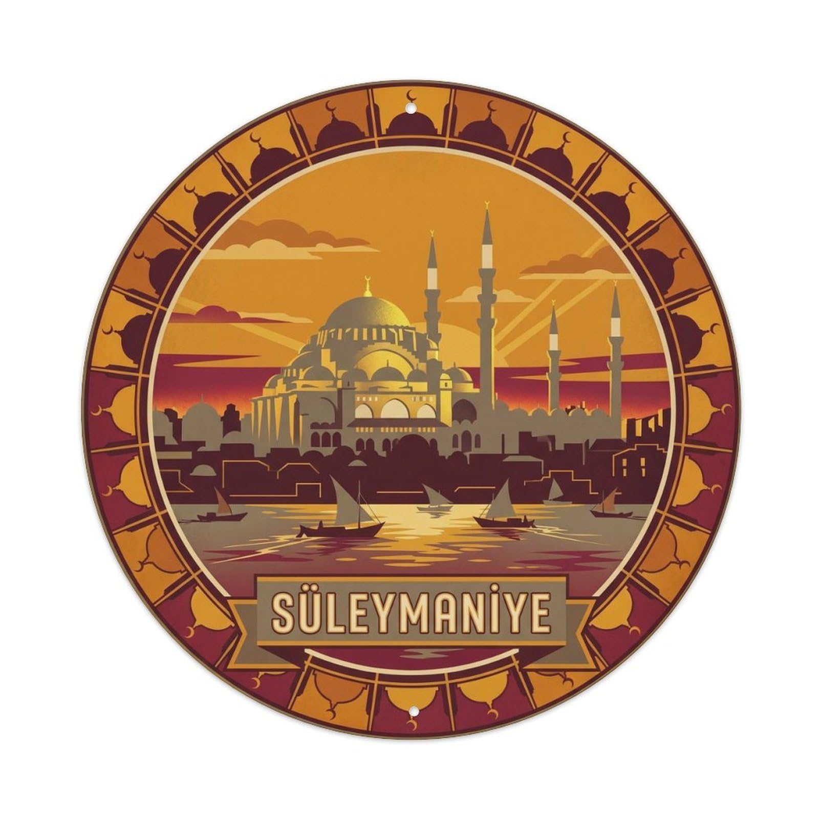 Suleymaniye Mosque Turkey Religious Color Block Metal Tin Sign