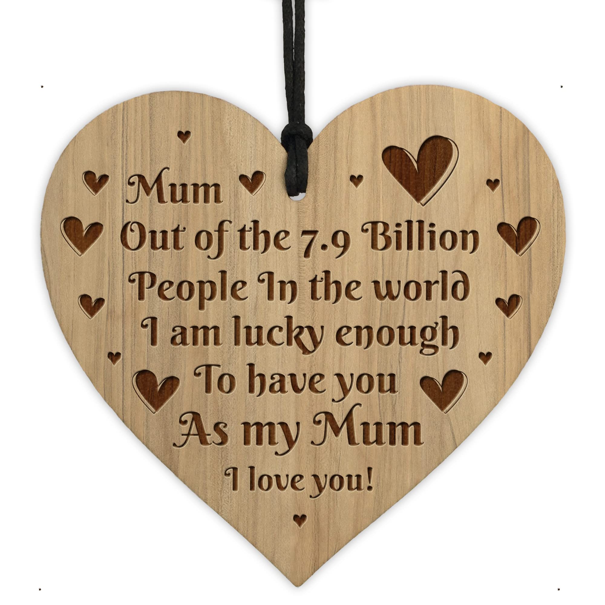 Red Ocean Mum Gift For Birthday Christmas THANK YOU Engraved Heart Gift For Mum From Daughter Son