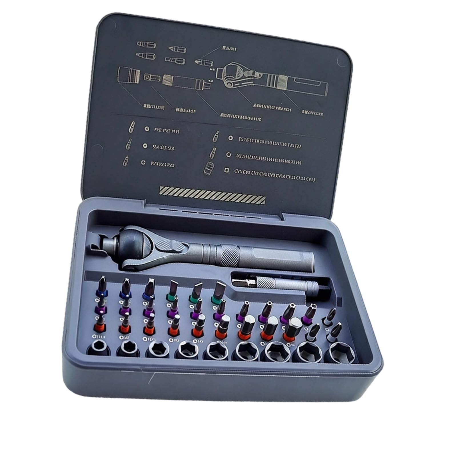 Kaeltsyn All Around Screwdriver Device With 45 Tooth Mechanism And Storage Case For Furniture Building Ergonomic Screwdriver Handle